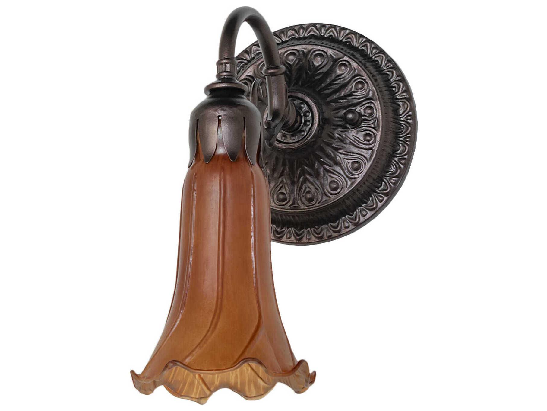 Meyda Pond Lily 1-Light Mahogany Bronze Glass Wall Sconce