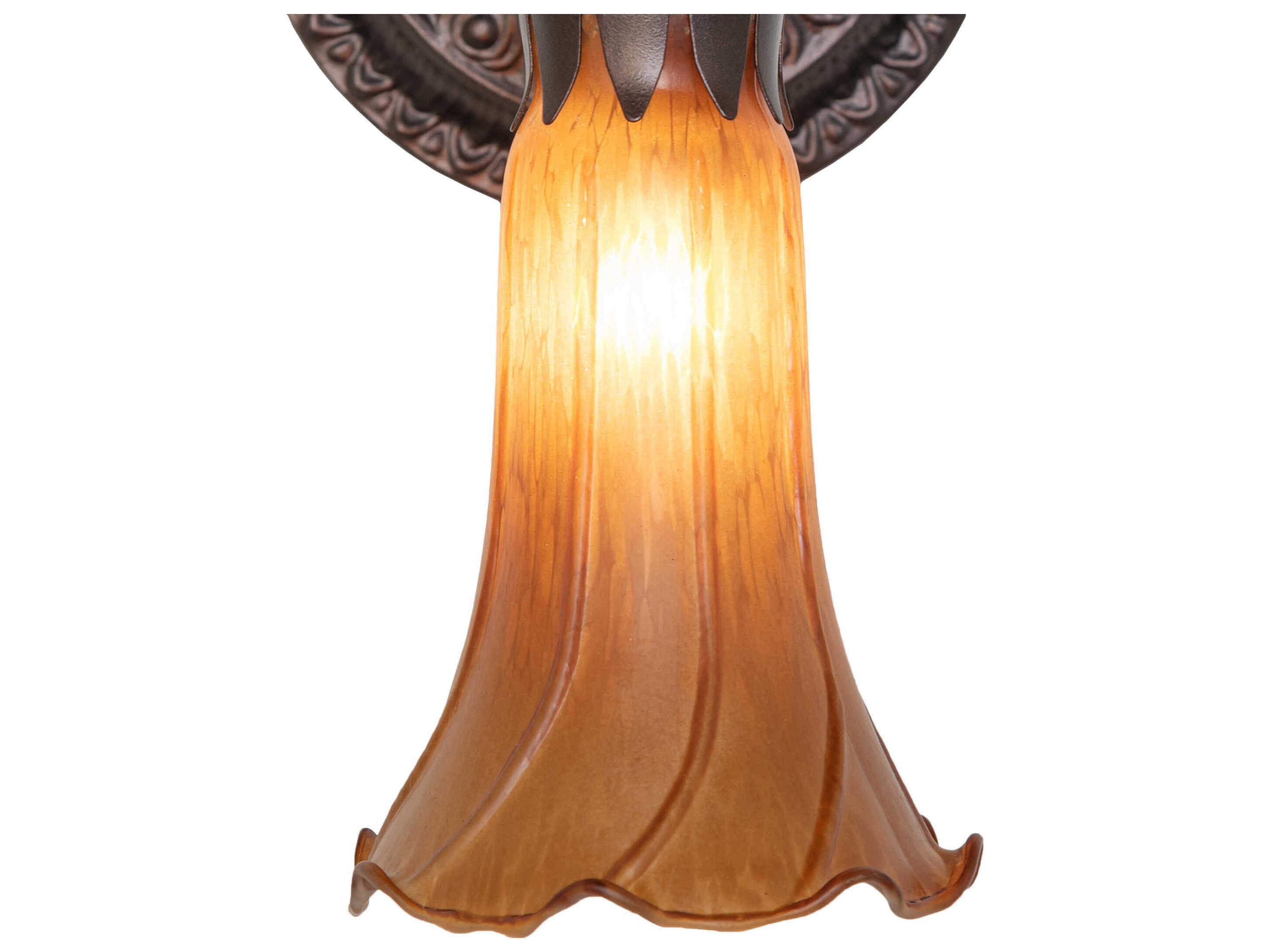 Meyda Pond Lily 1-Light Mahogany Bronze Glass Wall Sconce