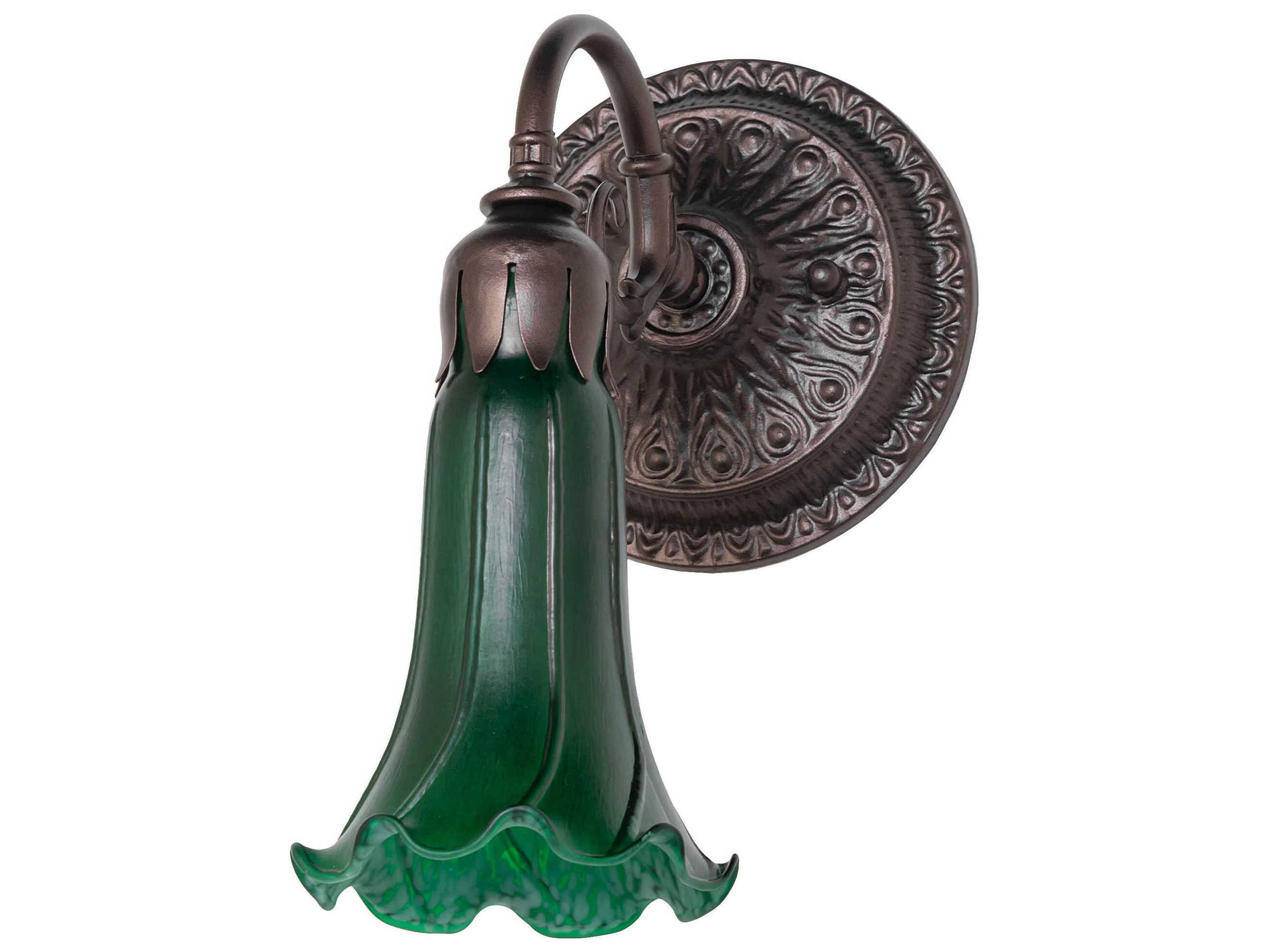 Meyda Pond Lily 1-Light Mahogany Bronze Glass Wall Sconce