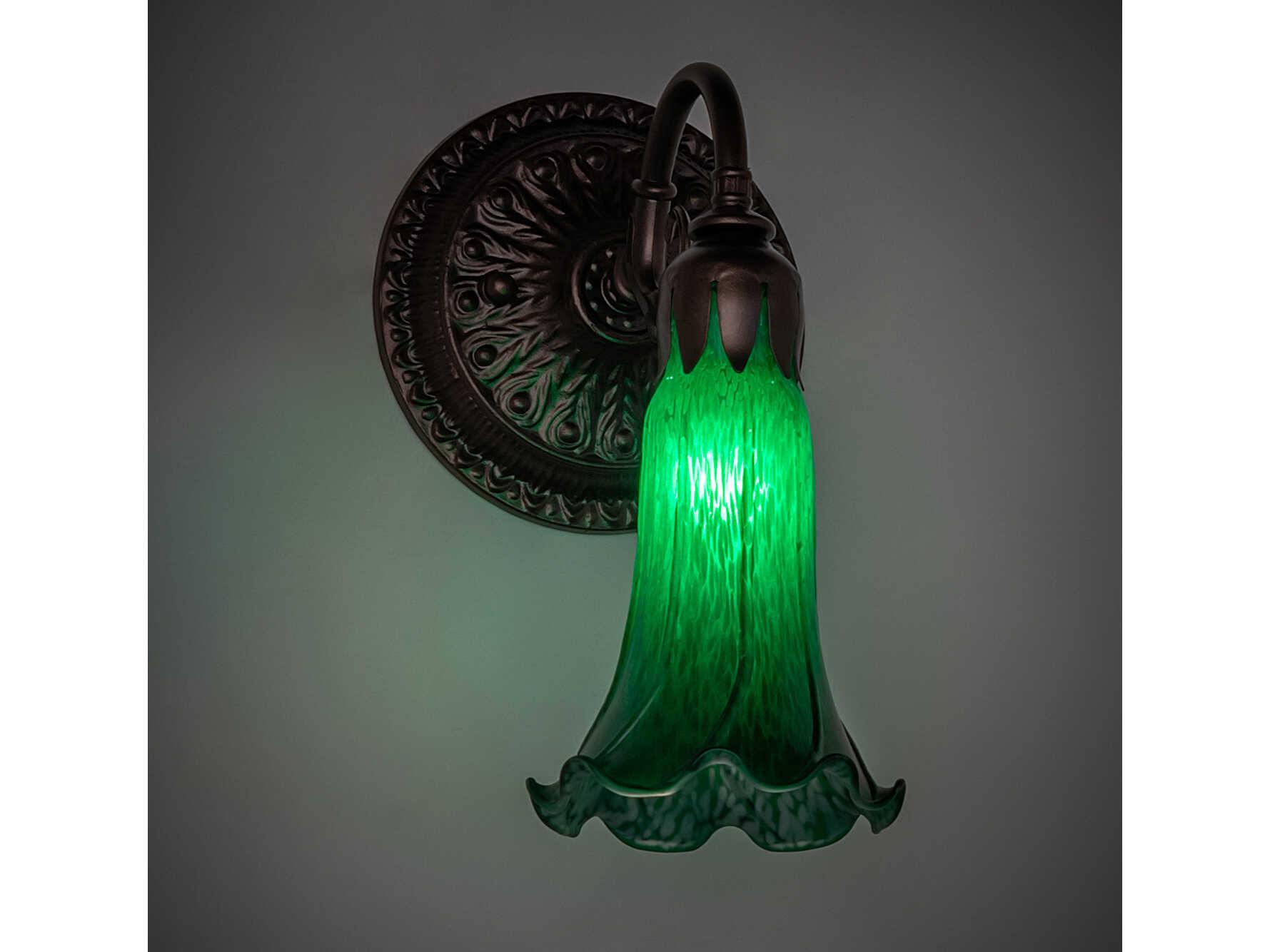 Meyda Pond Lily 1-Light Mahogany Bronze Glass Wall Sconce