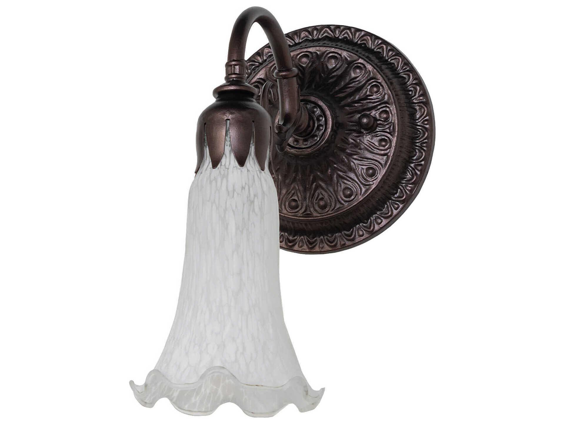 Meyda Pond Lily 1-Light Mahogany Bronze Glass Wall Sconce