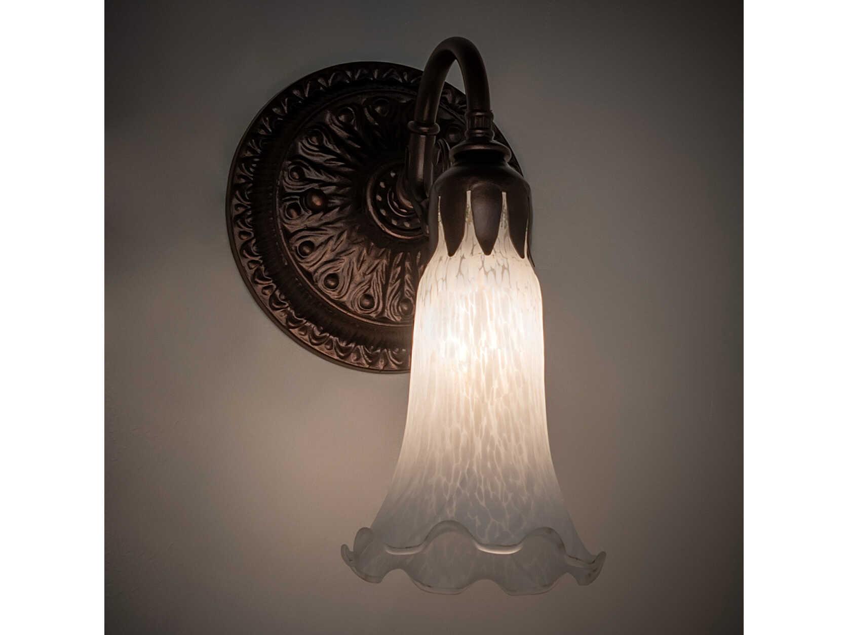 Meyda Pond Lily 1-Light Mahogany Bronze Glass Wall Sconce