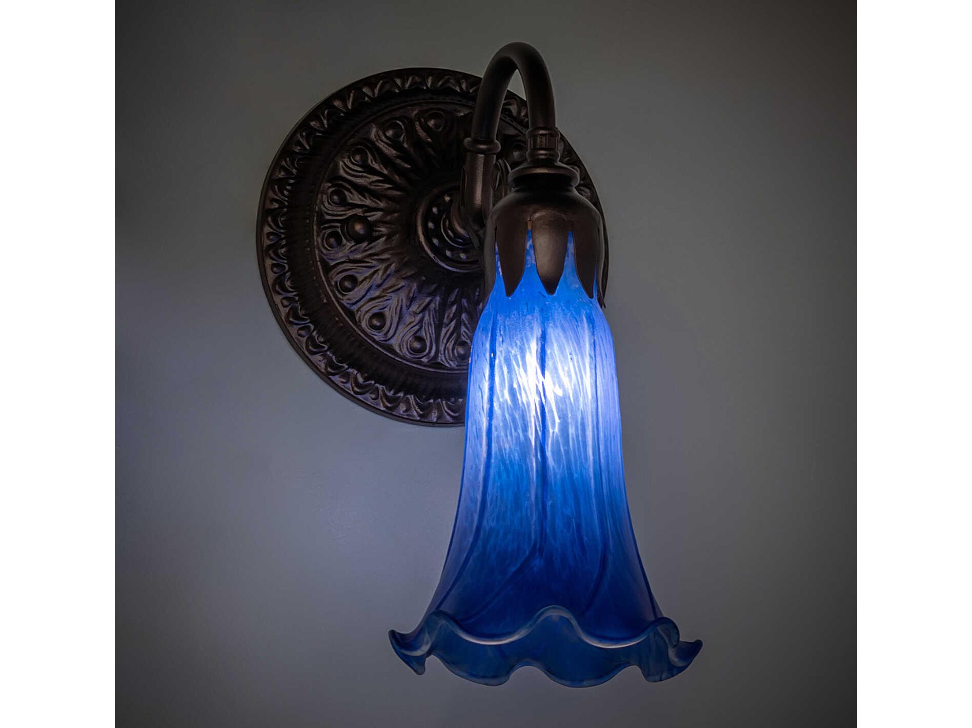 Meyda Pond Lily 1-Light Mahogany Bronze Glass Wall Sconce