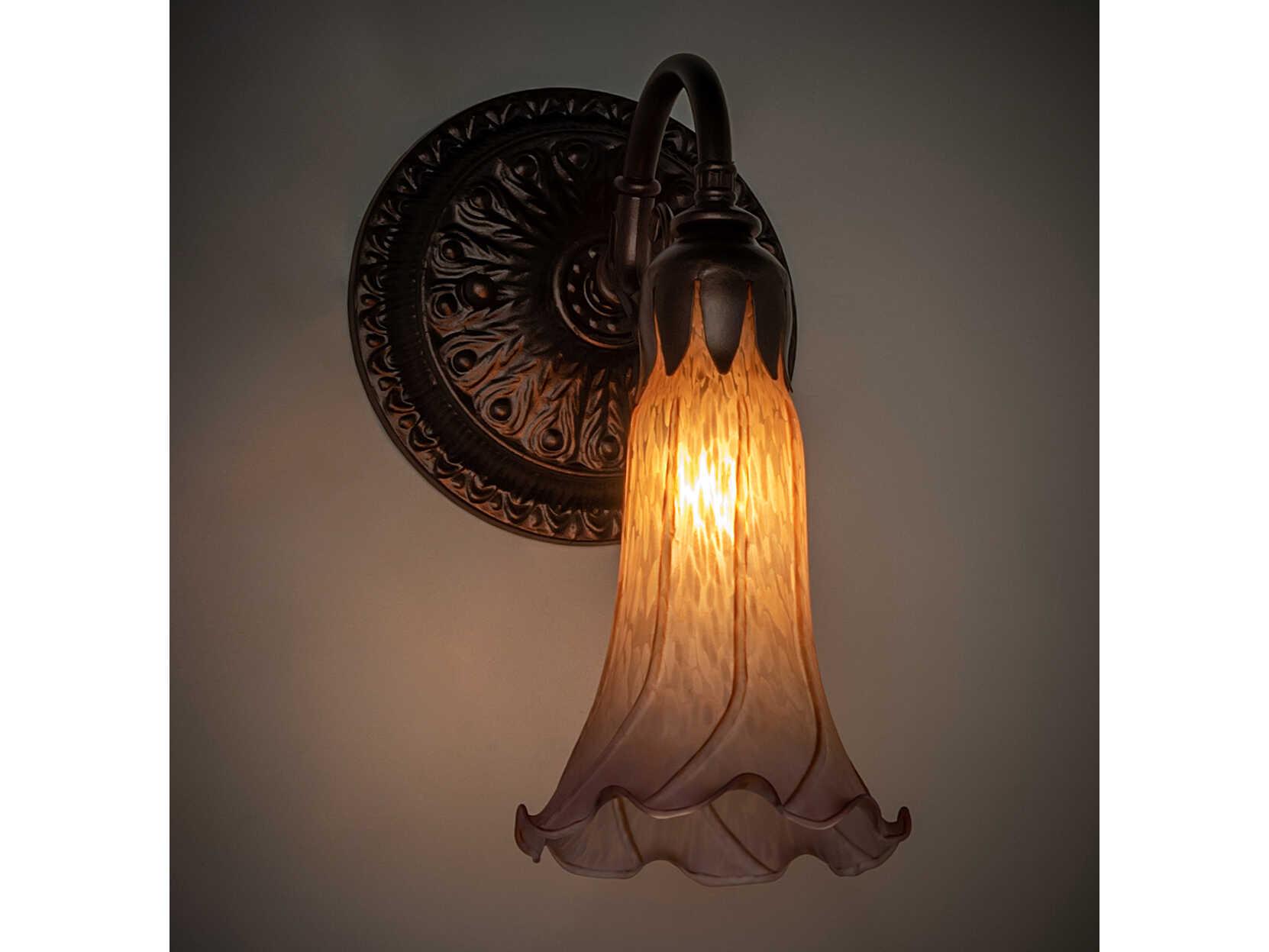 Meyda Pond Lily 1-Light Mahogany Bronze Glass Wall Sconce