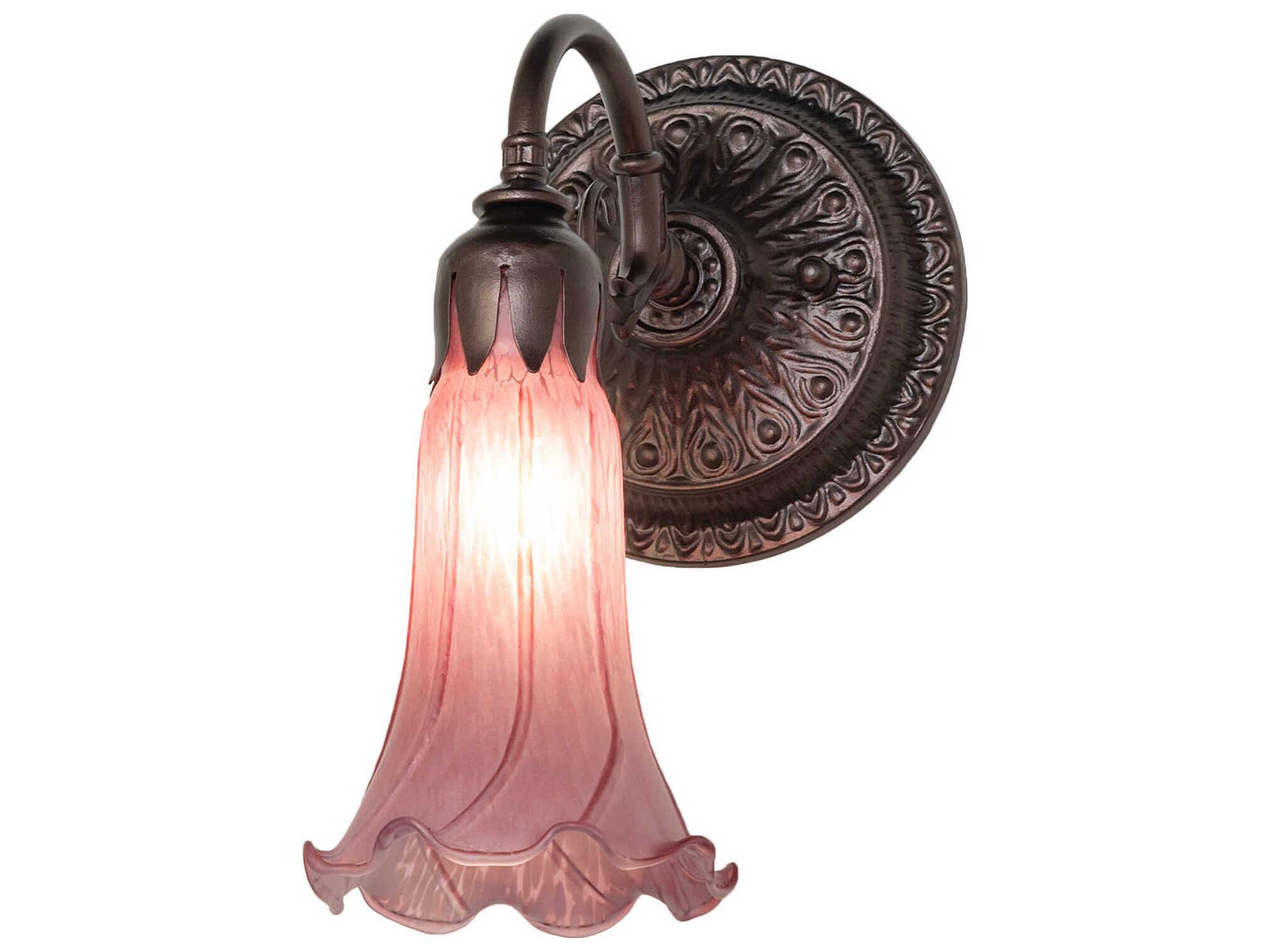 Meyda Pond Lily 1-Light Mahogany Bronze Glass Wall Sconce