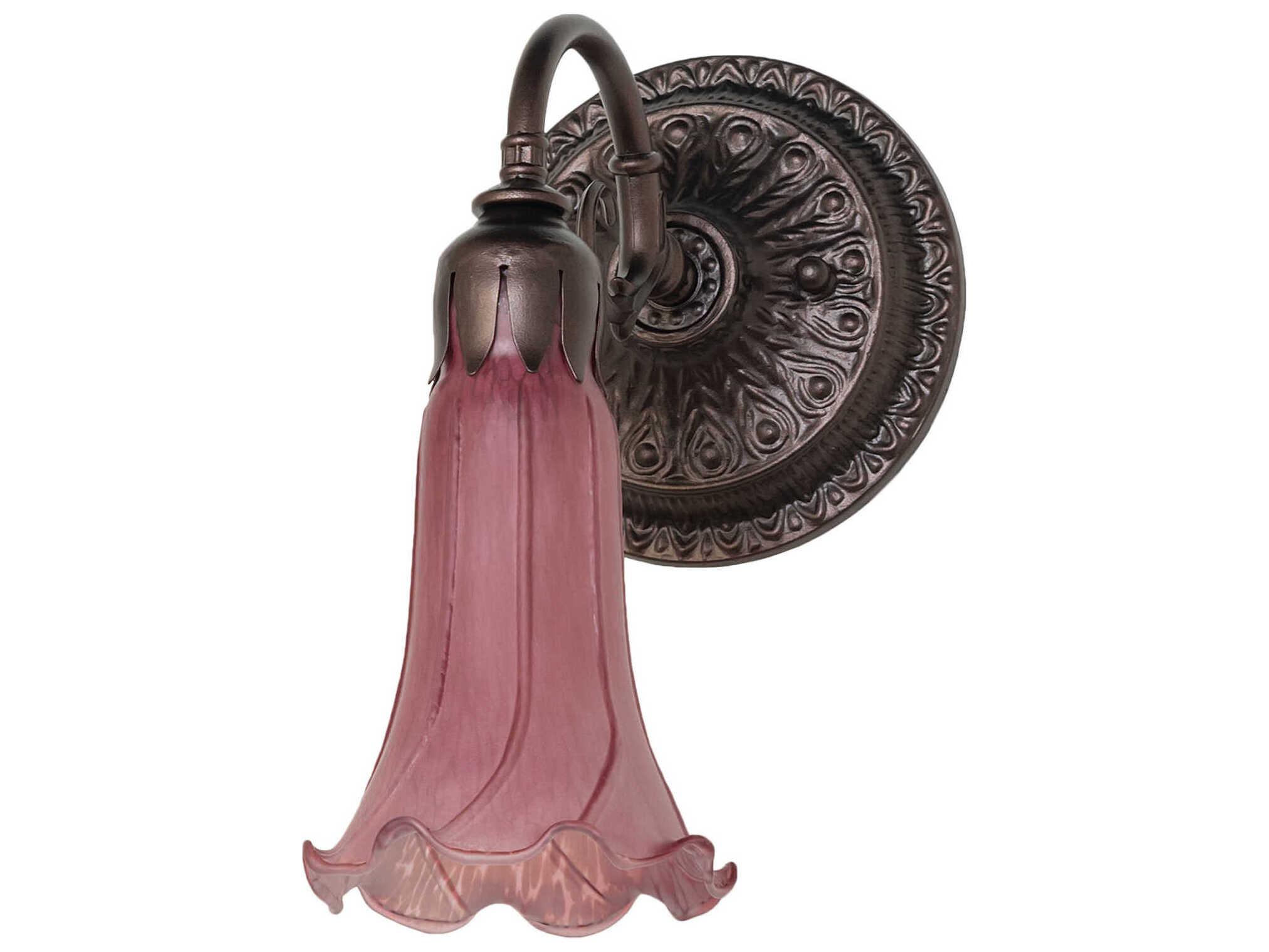 Meyda Pond Lily 1-Light Mahogany Bronze Glass Wall Sconce