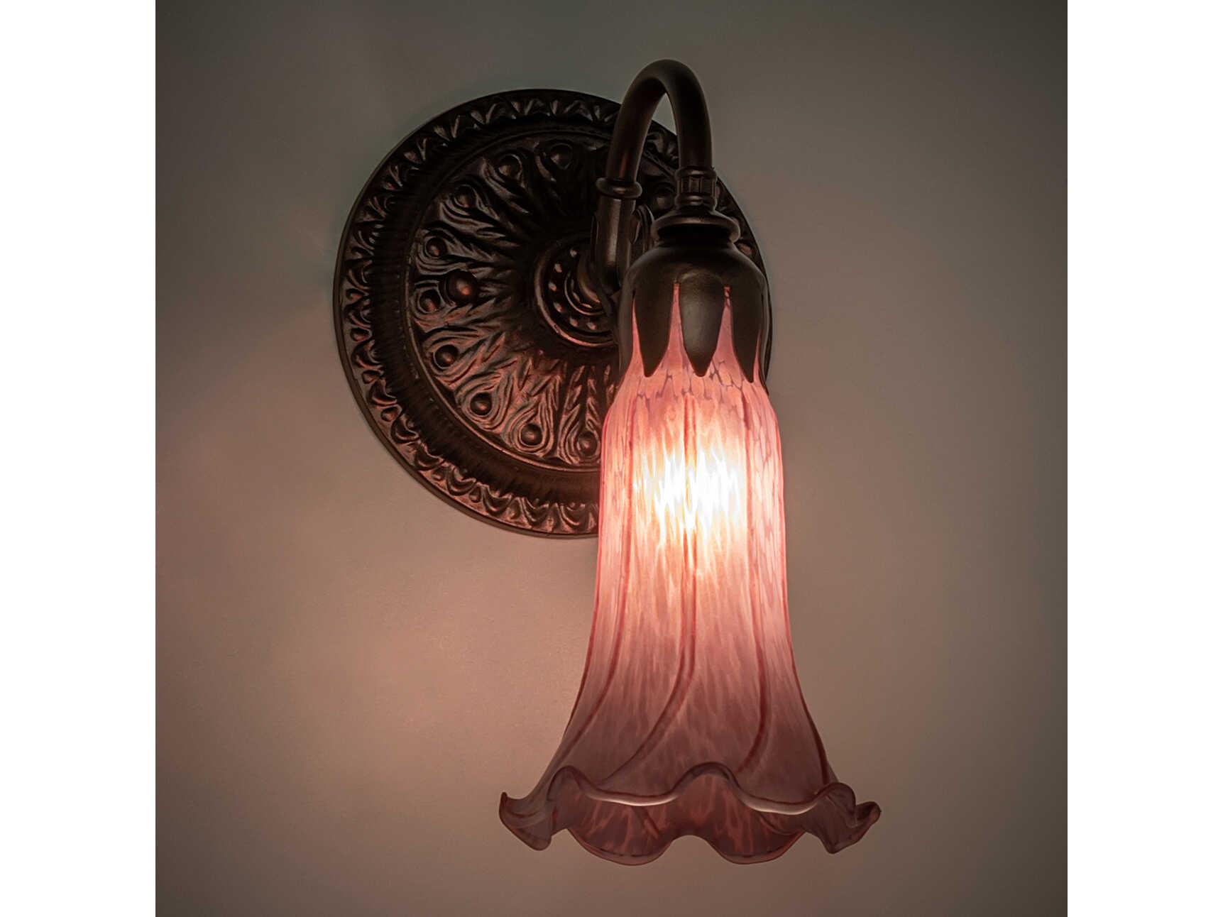Meyda Pond Lily 1-Light Mahogany Bronze Glass Wall Sconce
