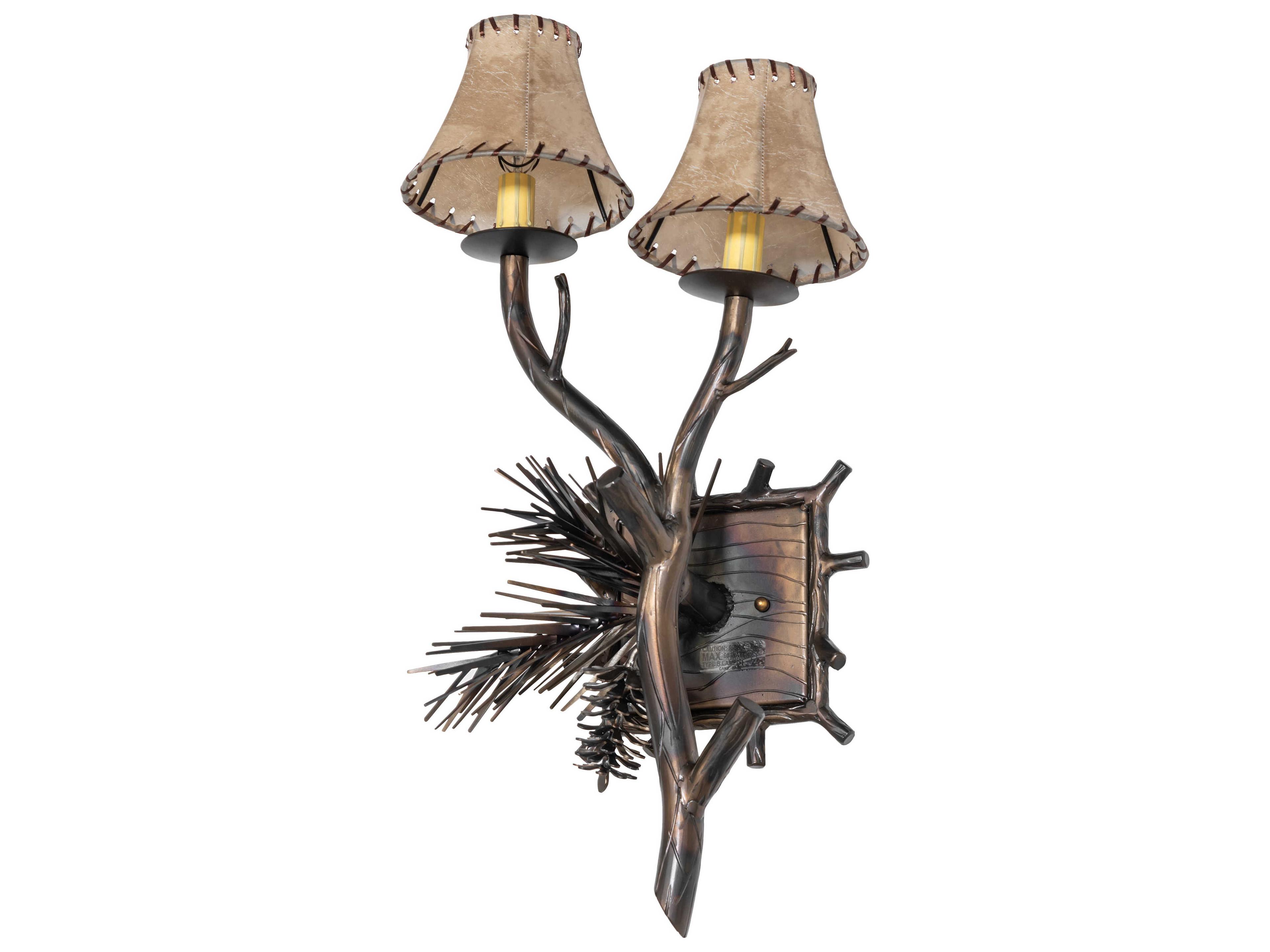 Meyda Pinewood 2-Light Light Burnished Antique Copper Wall Sconce