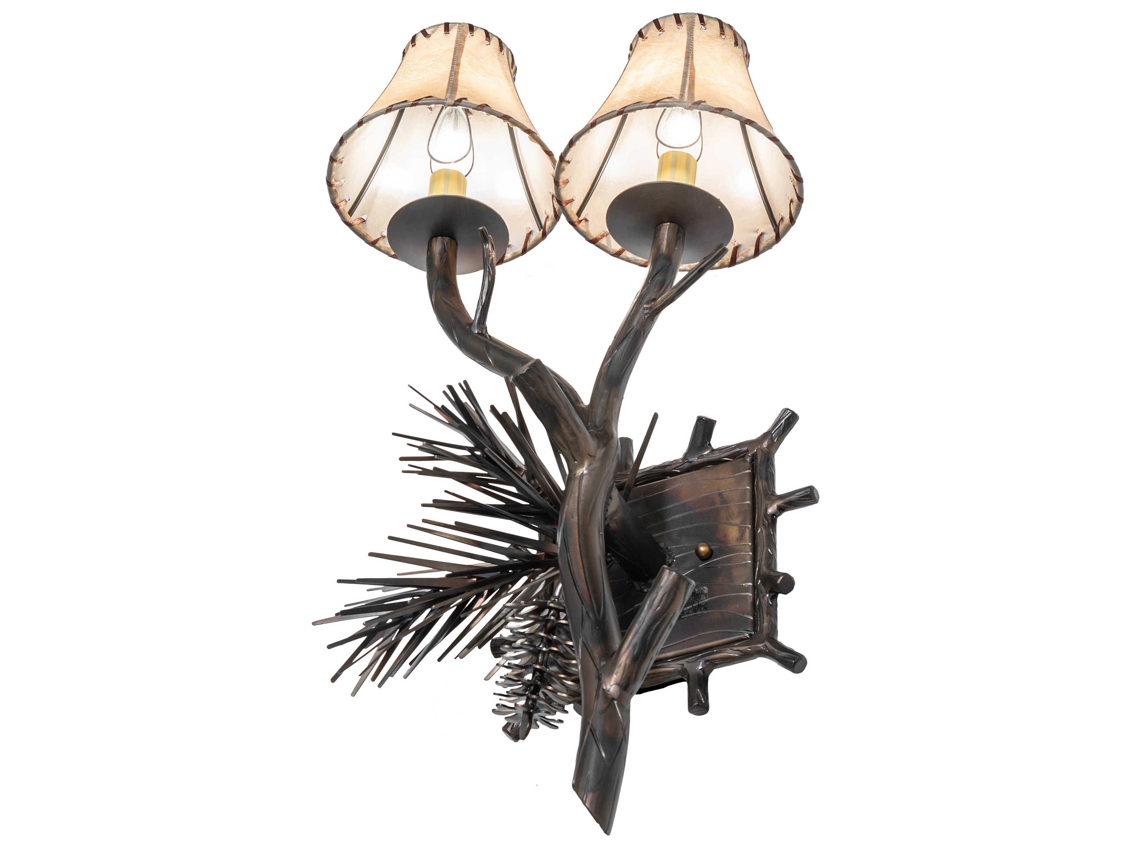 Meyda Pinewood 2-Light Light Burnished Antique Copper Wall Sconce