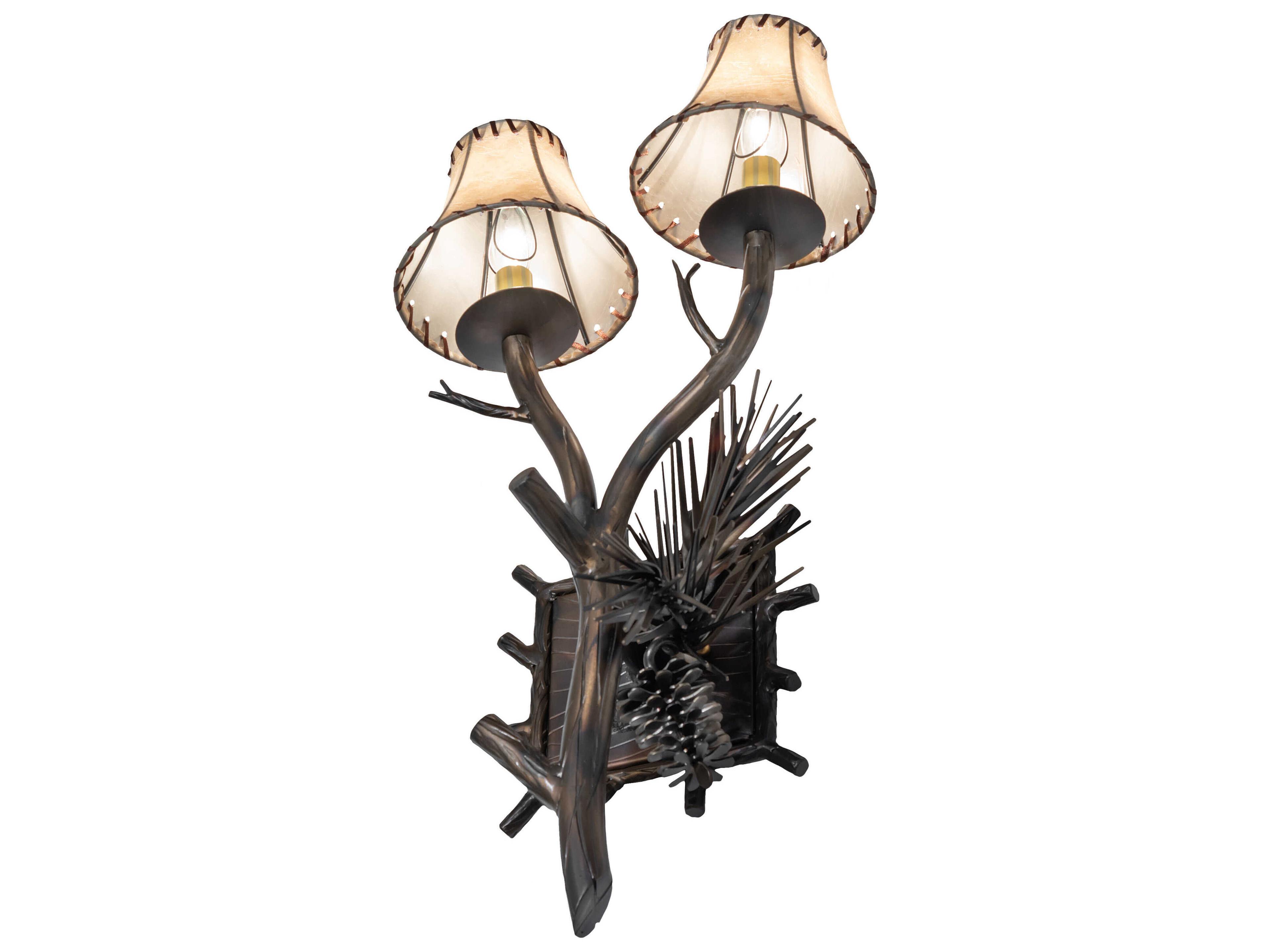 Meyda Pinewood 2-Light Light Burnished Antique Copper Wall Sconce