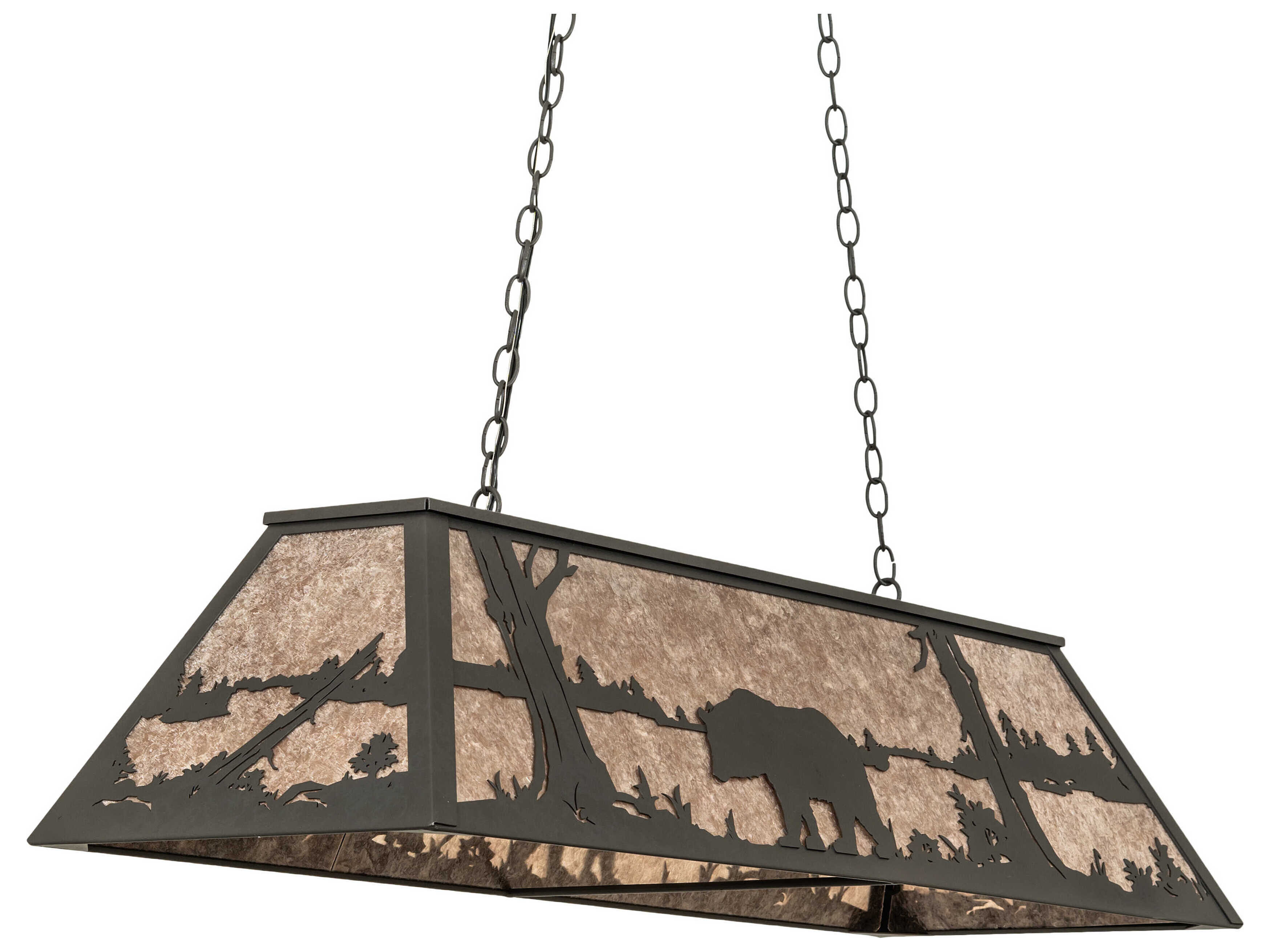 Meyda Bear At Lake 6-Light Wrought Iron Gray Glass Empire Island Pendant