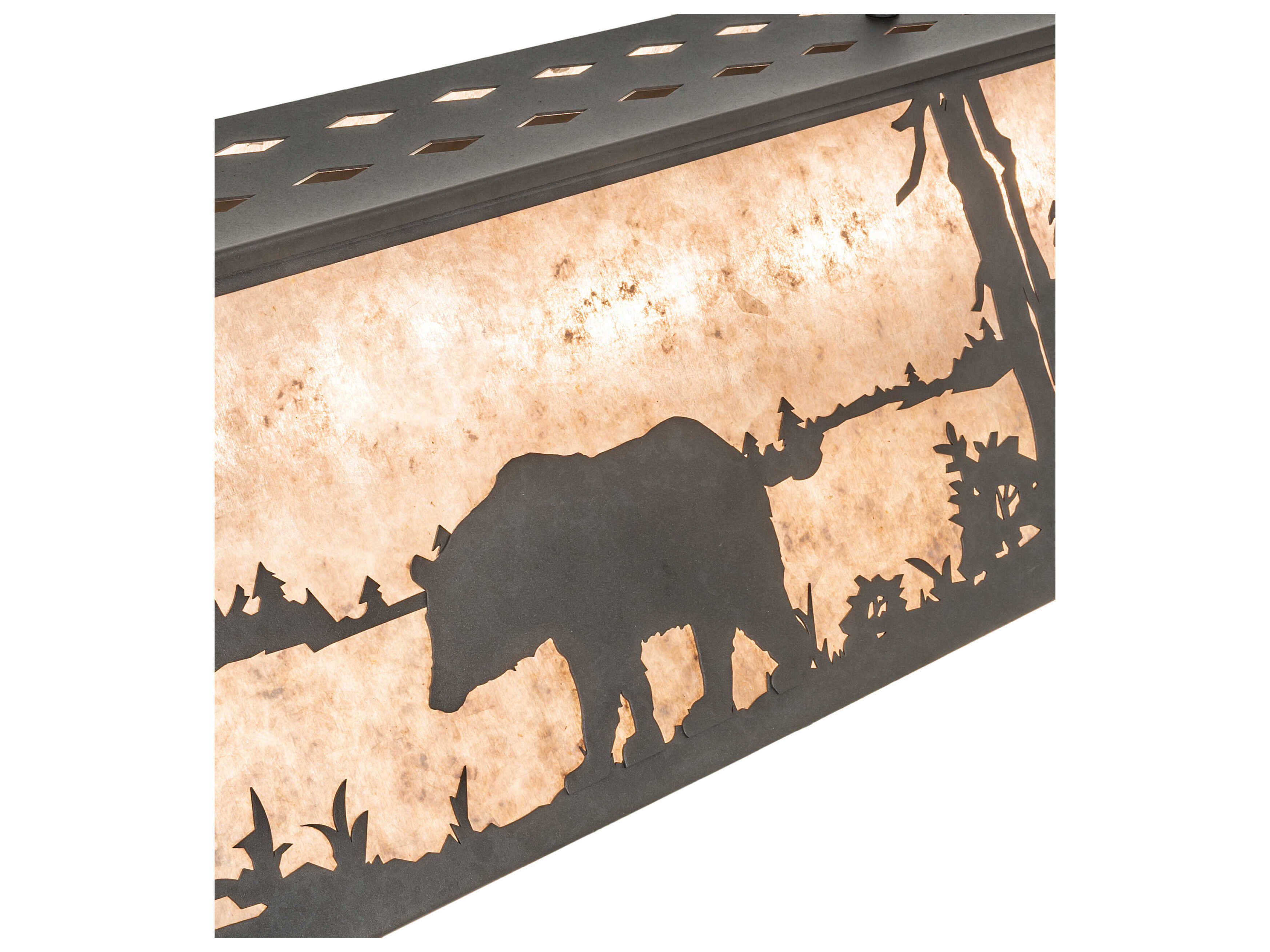 Meyda Bear At Lake 6-Light Wrought Iron Gray Glass Empire Island Pendant