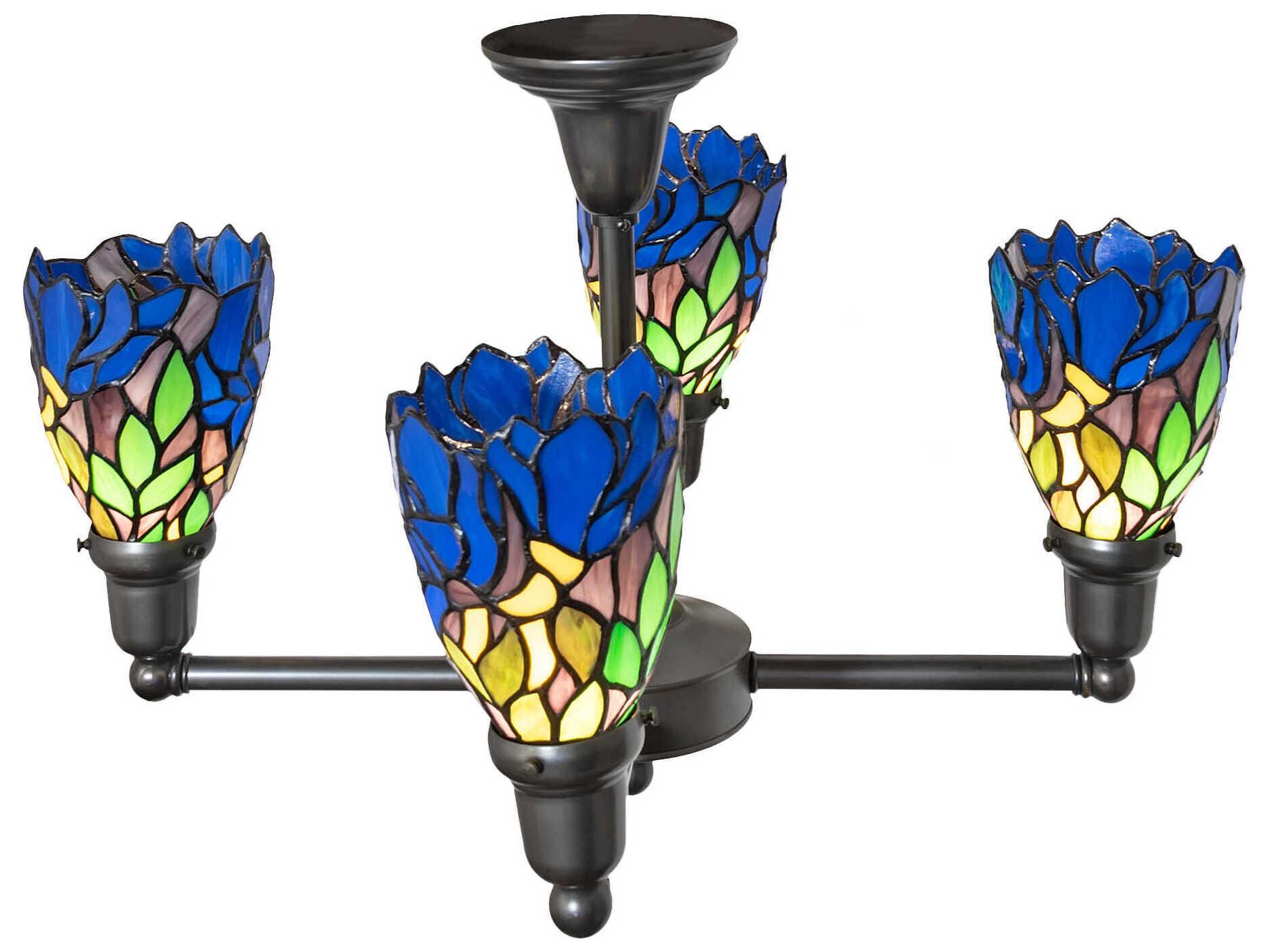 Meyda Iris 4-Light Craftsman Brown Bell Chandelier