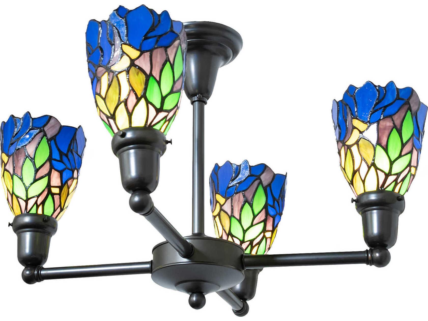 Meyda Iris 4-Light Craftsman Brown Bell Chandelier