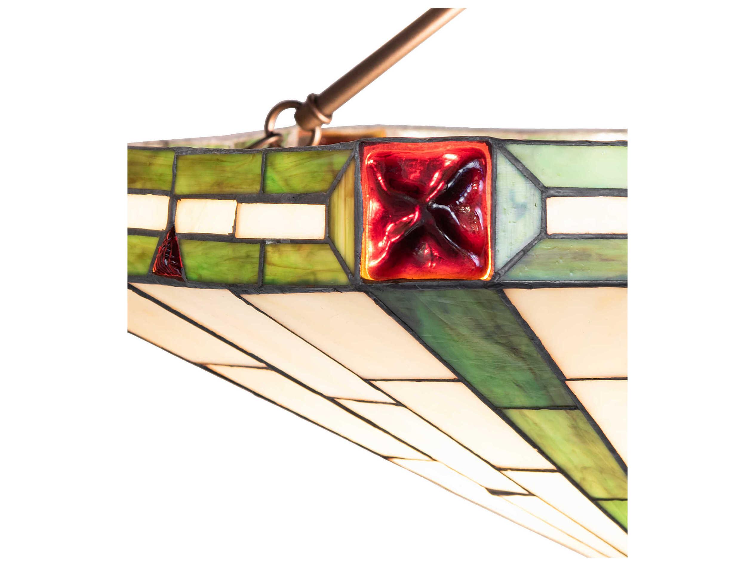 Meyda Wilkenson 3-Light Ruby Green Beige Off White Semi Flush Mount