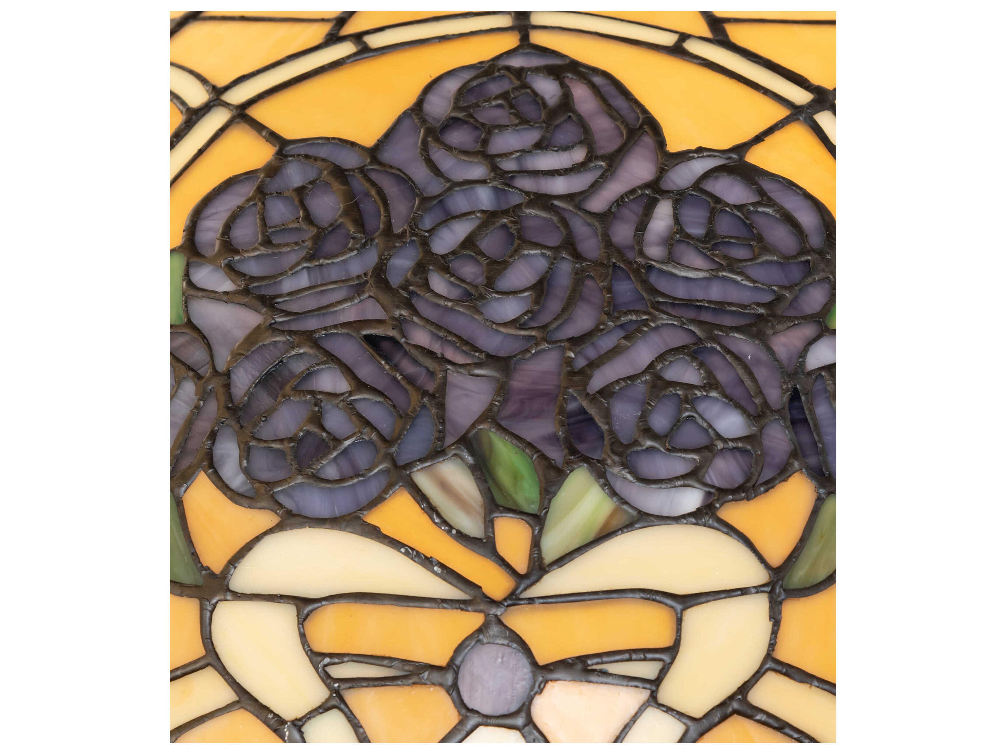 Meyda Rose Bouquet Mahogany Bronze Glass Tiffany Buffet Lamp
