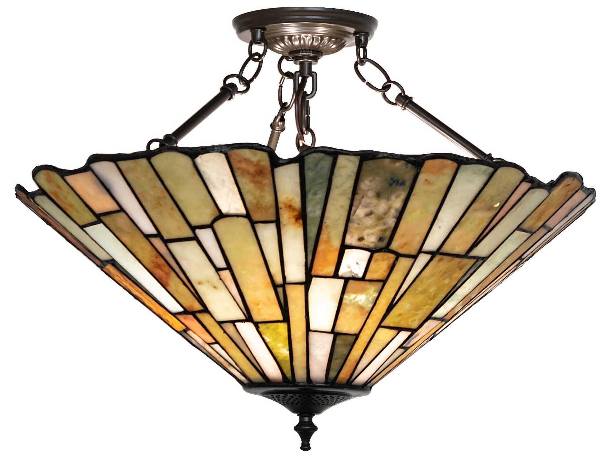 Meyda Delta Jadestone 3-Light Timeless Bronze Semi Flush Mount