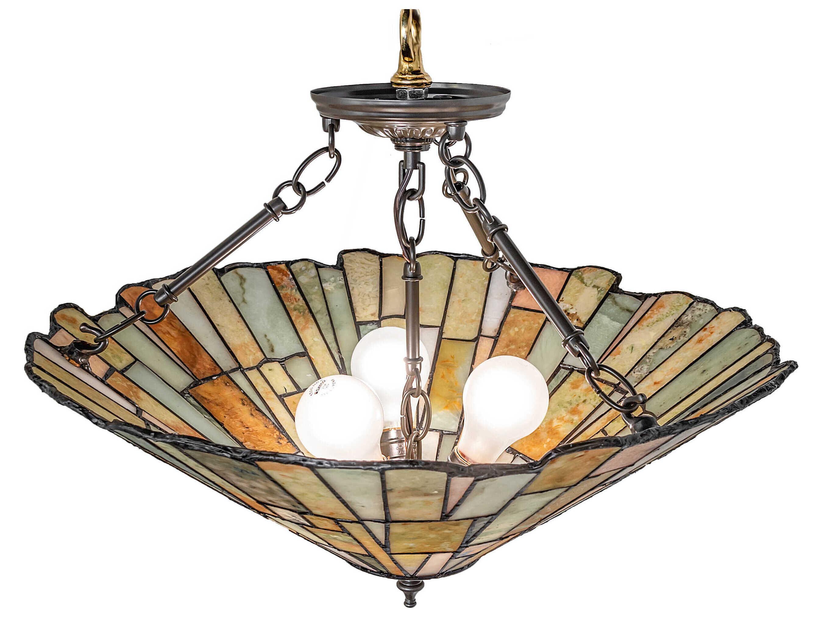 Meyda Delta Jadestone 3-Light Timeless Bronze Semi Flush Mount