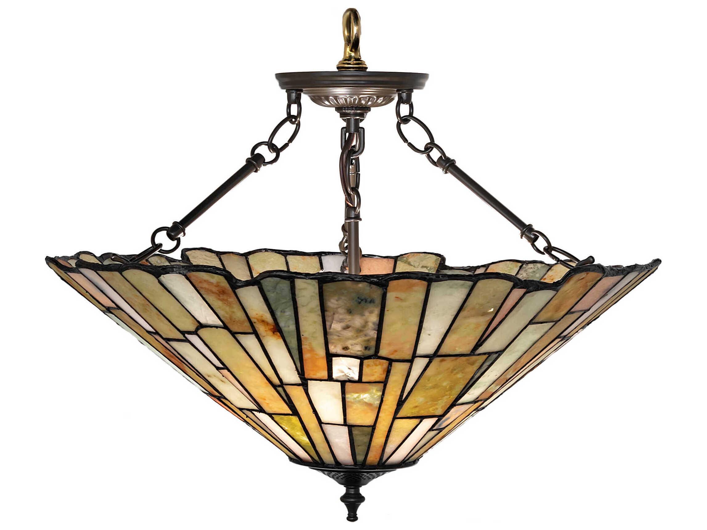 Meyda Delta Jadestone 3-Light Timeless Bronze Semi Flush Mount