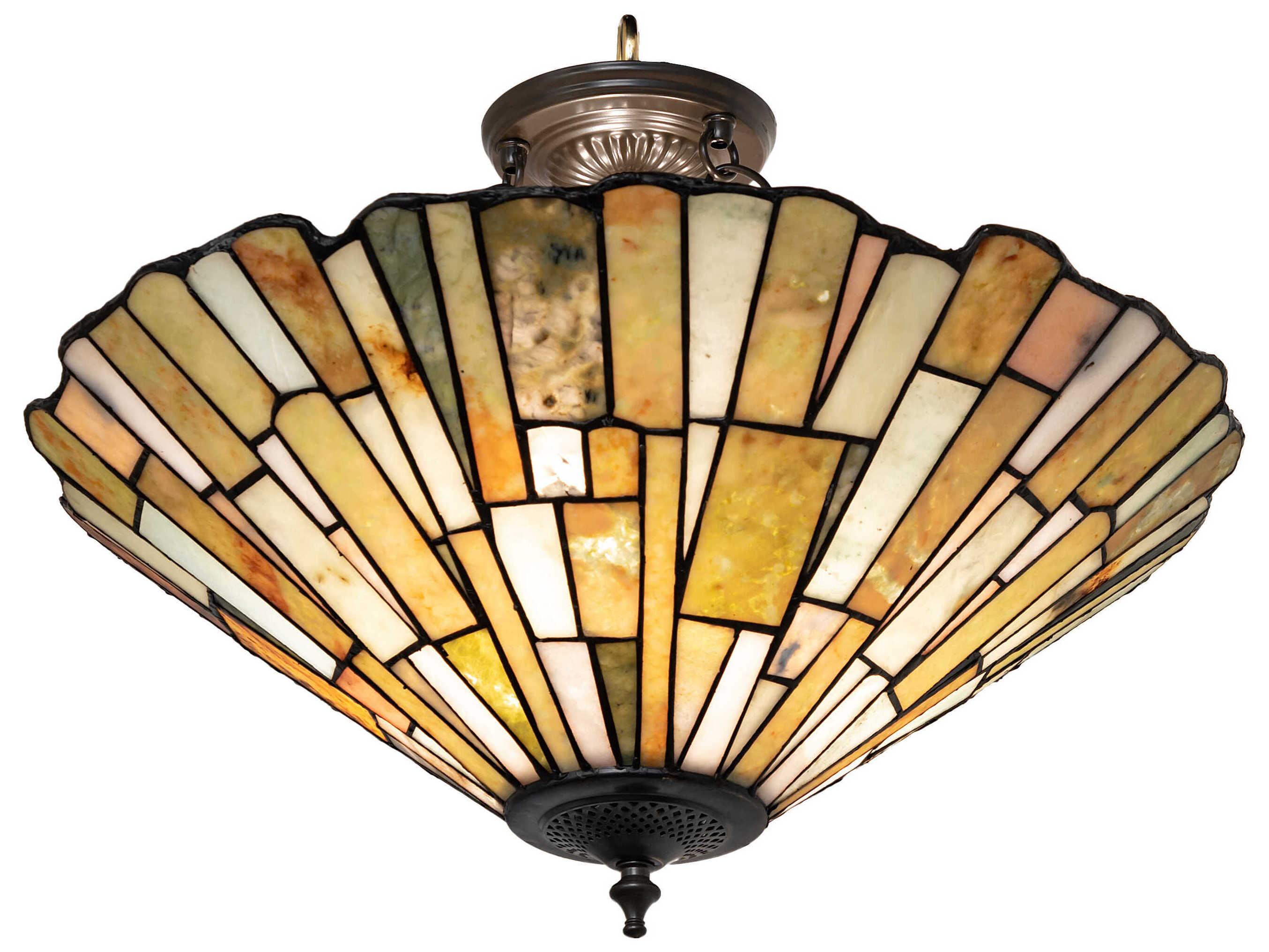 Meyda Delta Jadestone 3-Light Timeless Bronze Semi Flush Mount