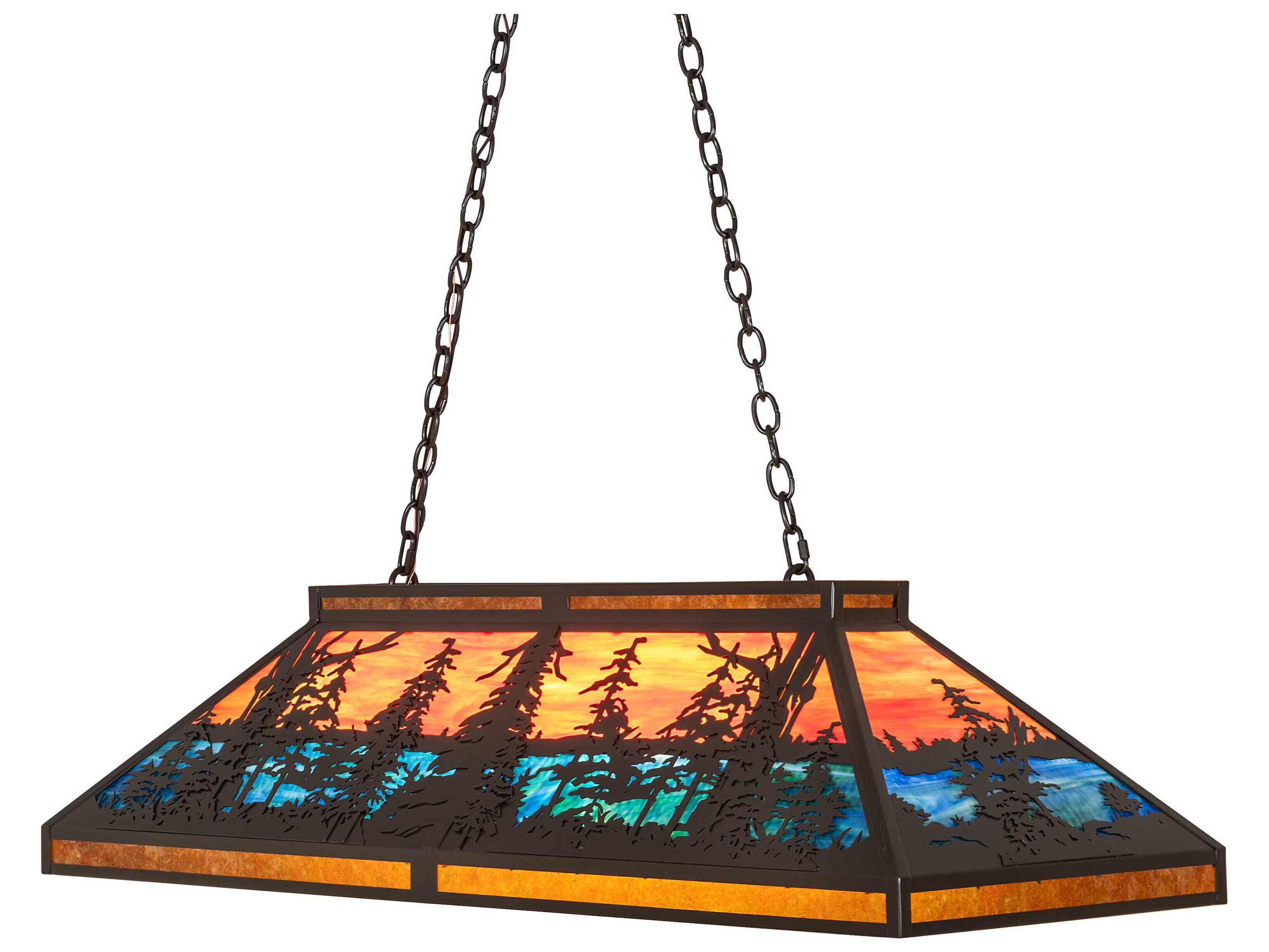 Meyda Tall Pines 7-Light Timeless Bronze Glass Island Pendant