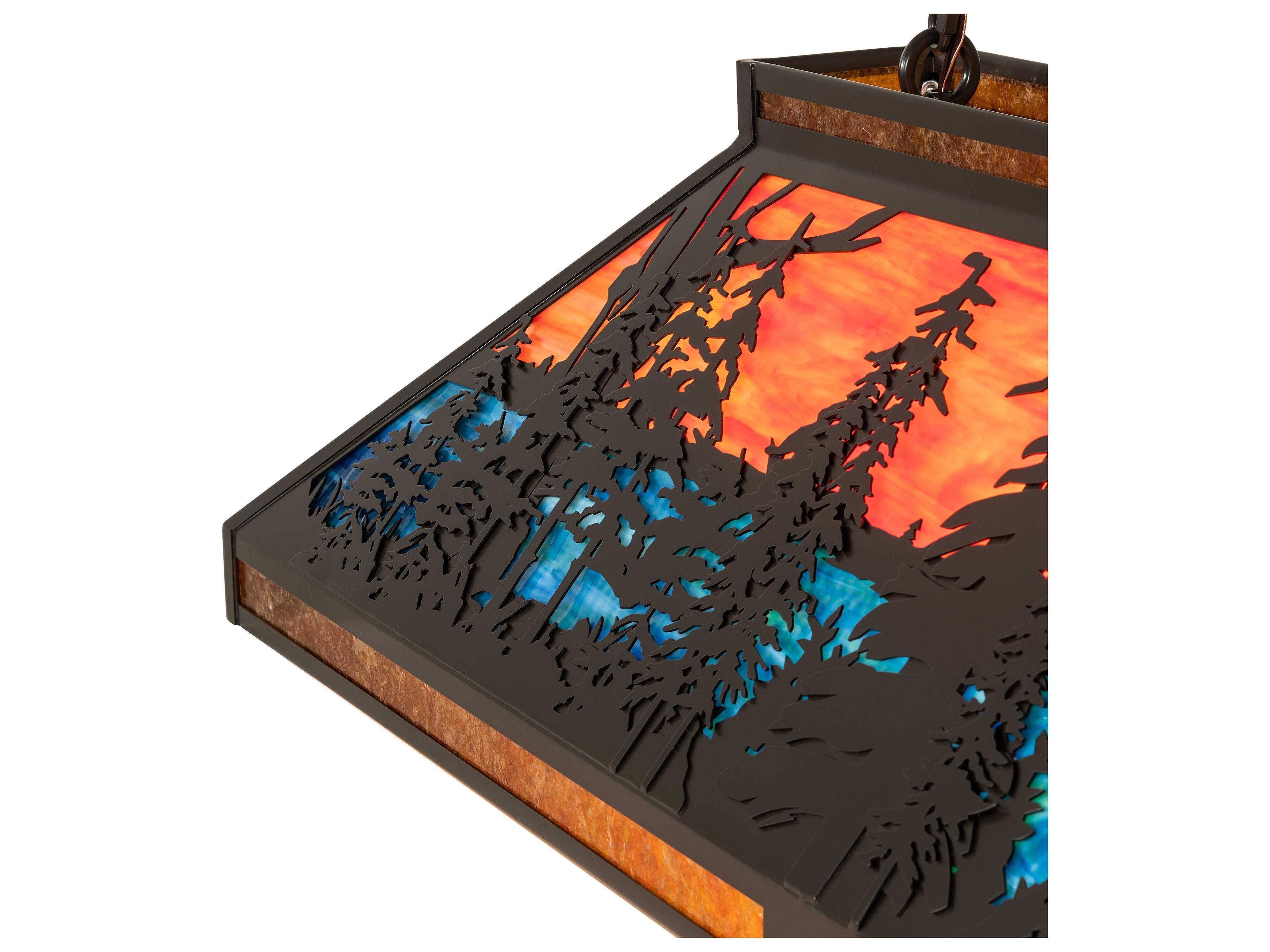 Meyda Tall Pines 7-Light Timeless Bronze Glass Island Pendant