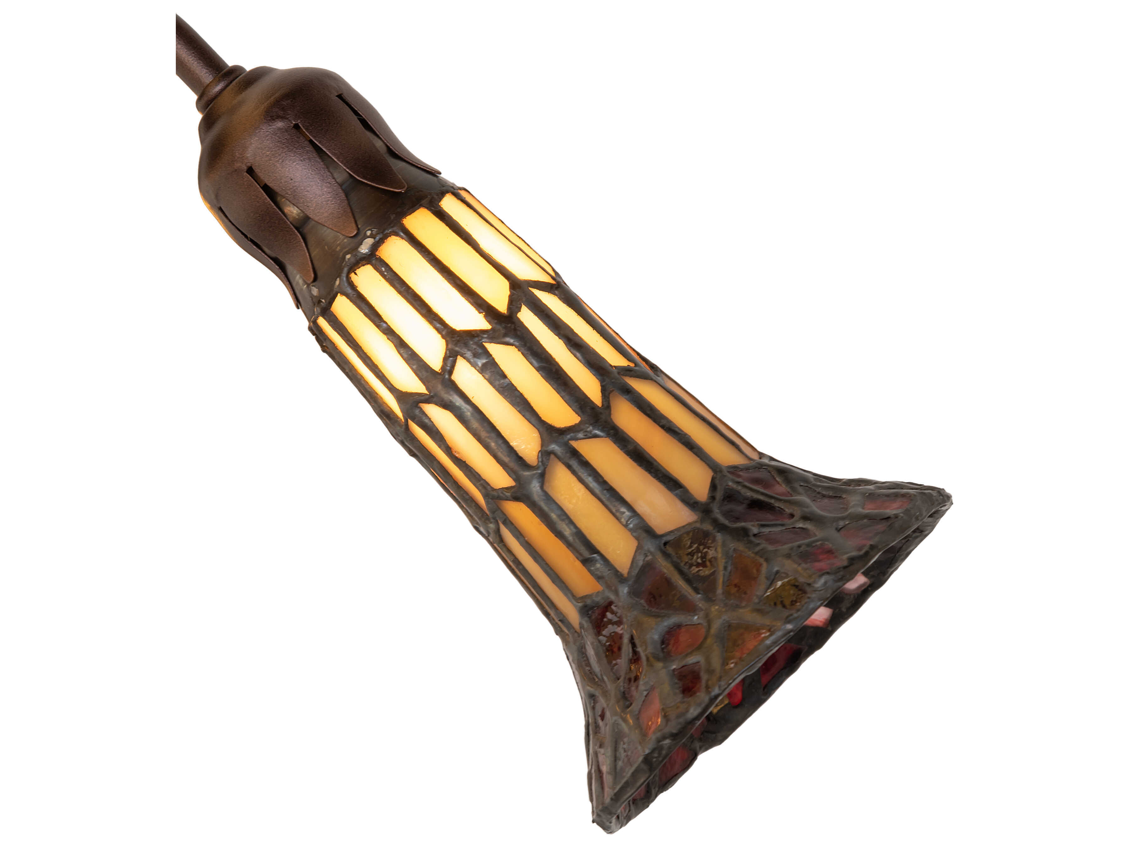 Meyda Stained Glass Pond Lily Ruby / Amber 4 - Light 19" Fan