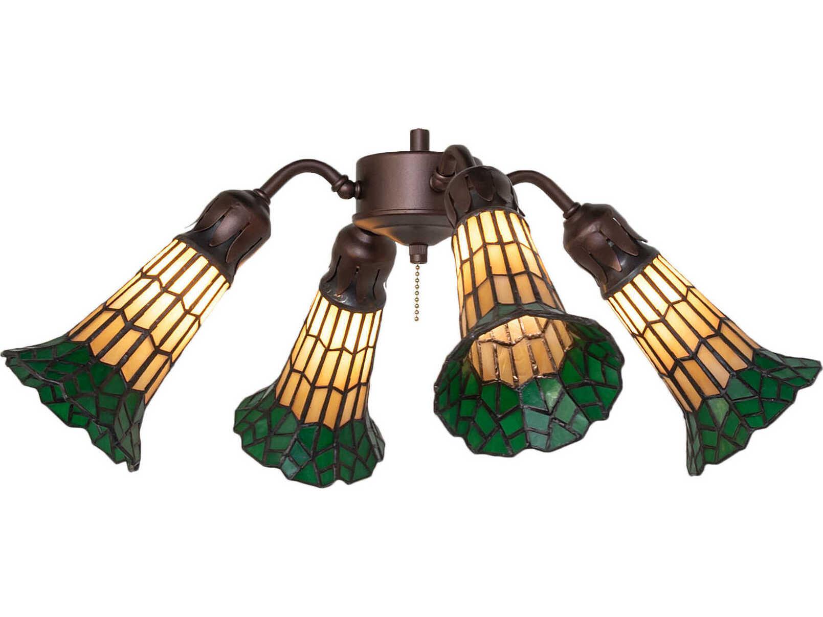 Meyda Stained Glass Pond Lily 4 - Light Fan Kit