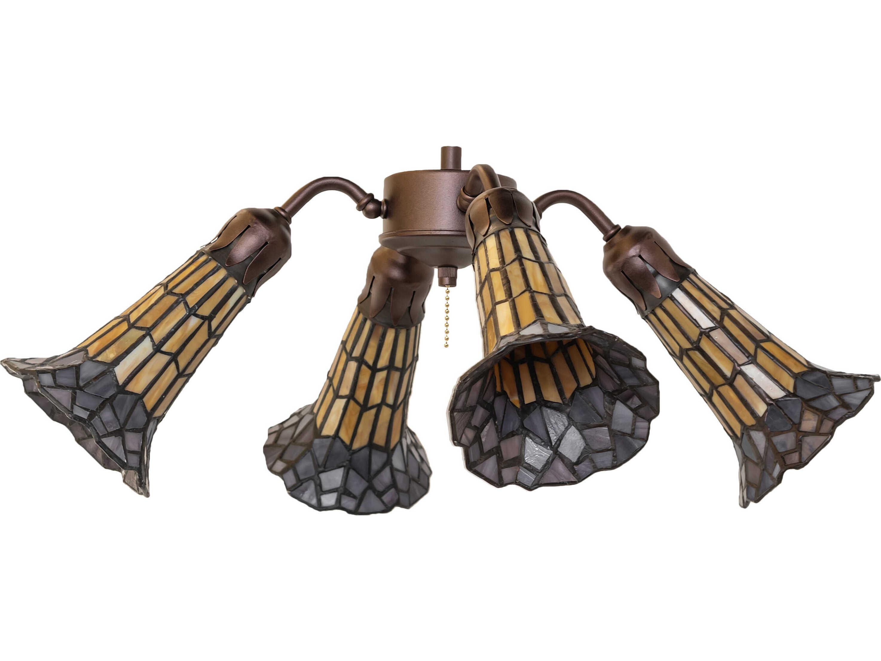 Meyda Stained Glass Pond Lily 4 - Light Fan Kit