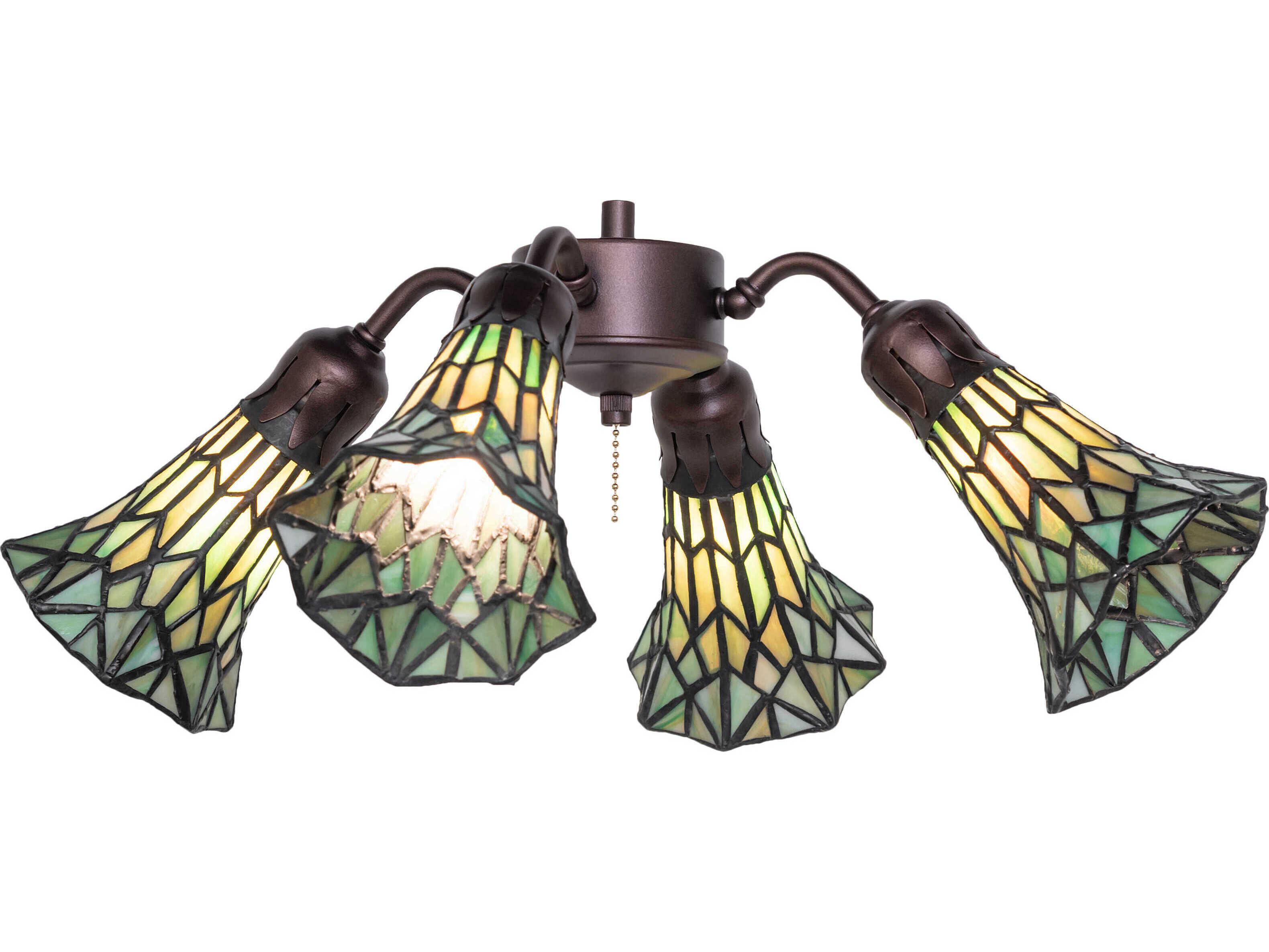 Meyda Stained Glass Pond Lily 4 - Light Fan Kit