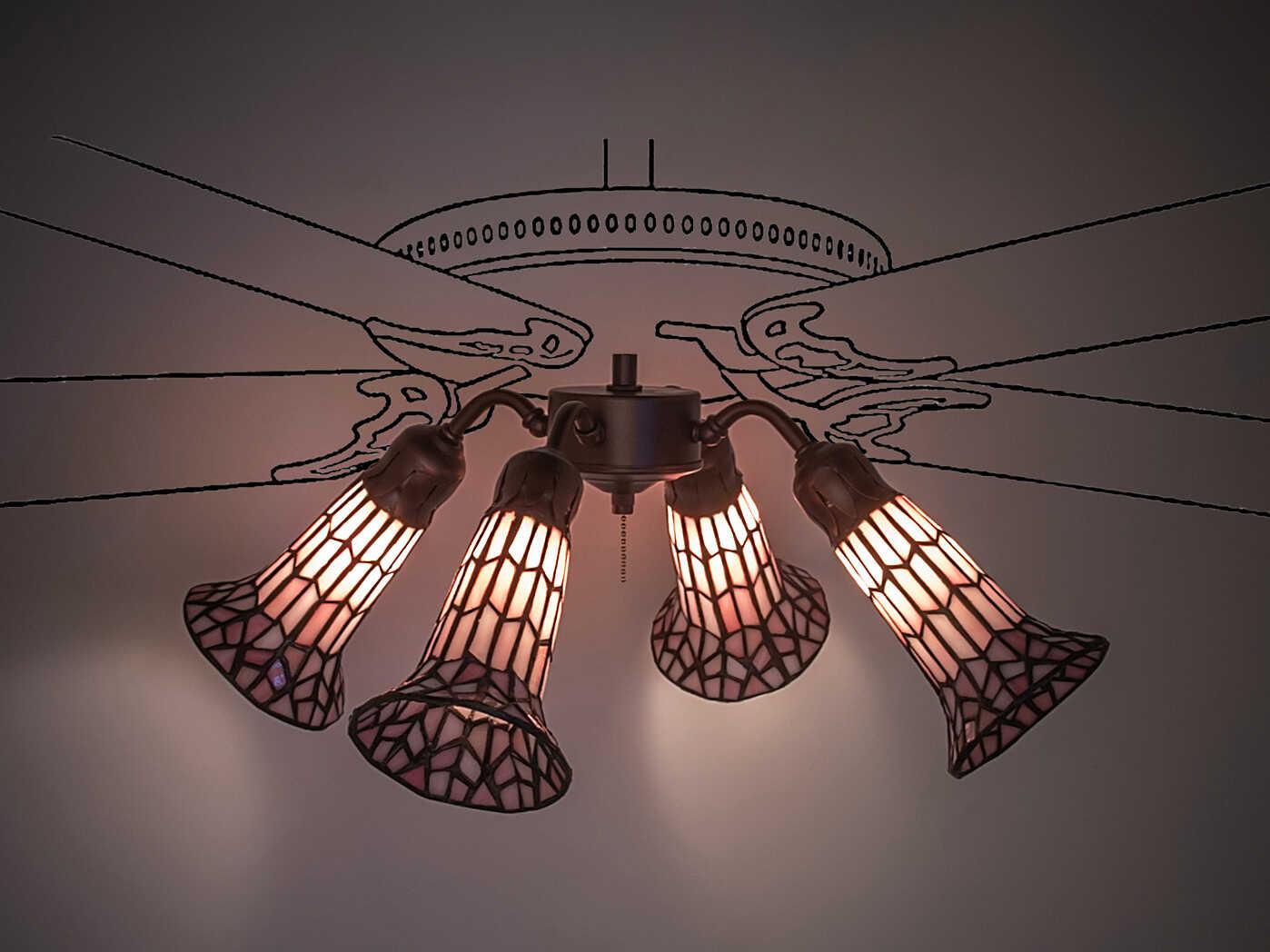 Meyda Stained Glass Pond Lily 4 - Light Fan Kit