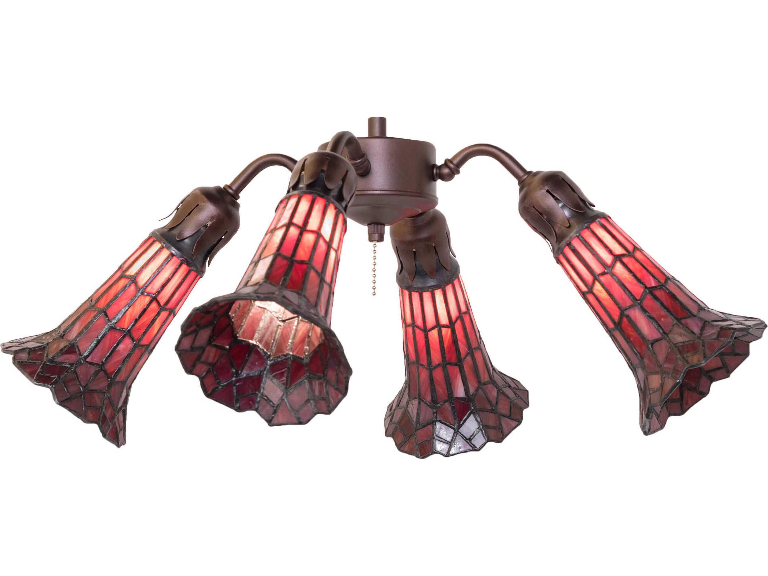 Meyda Stained Glass Pond Lily 4 - Light Fan Kit