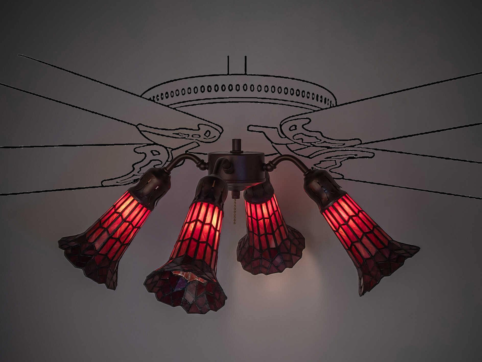 Meyda Stained Glass Pond Lily 4 - Light Fan Kit