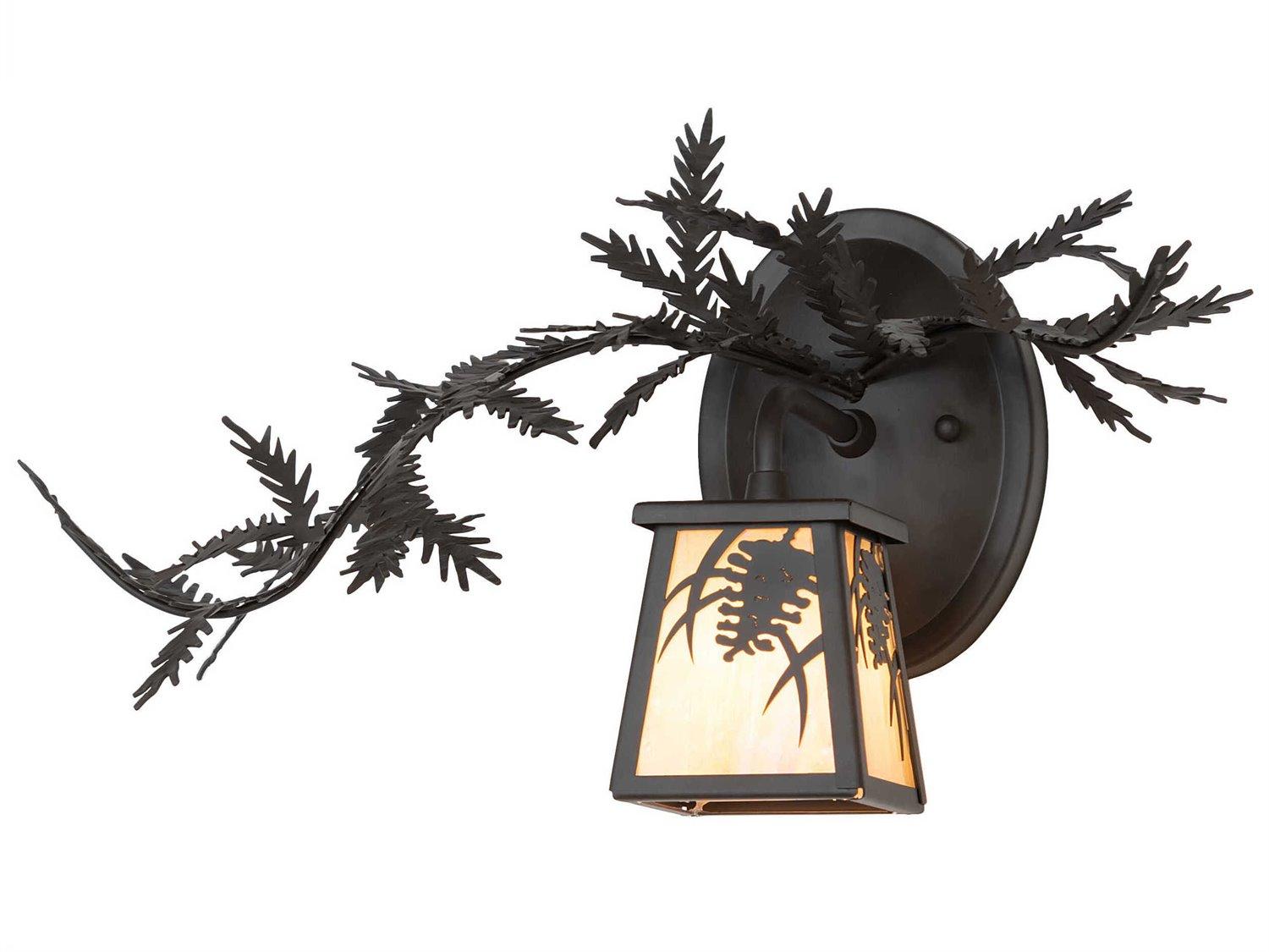 Meyda Pine Branch 1-Light Oil Rubbed Bronze Glass Wall Sconce
