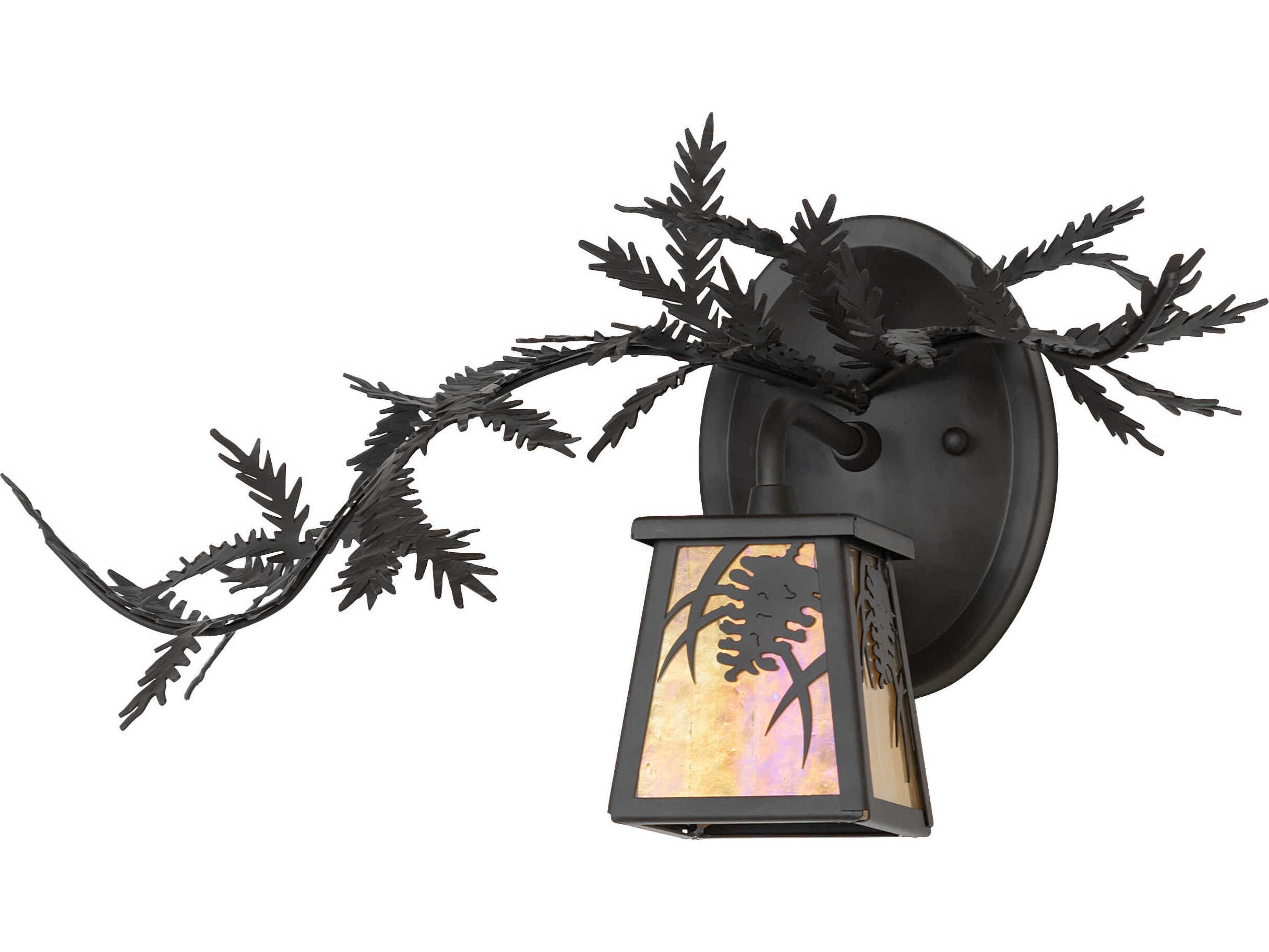 Meyda Pine Branch 1-Light Oil Rubbed Bronze Glass Wall Sconce