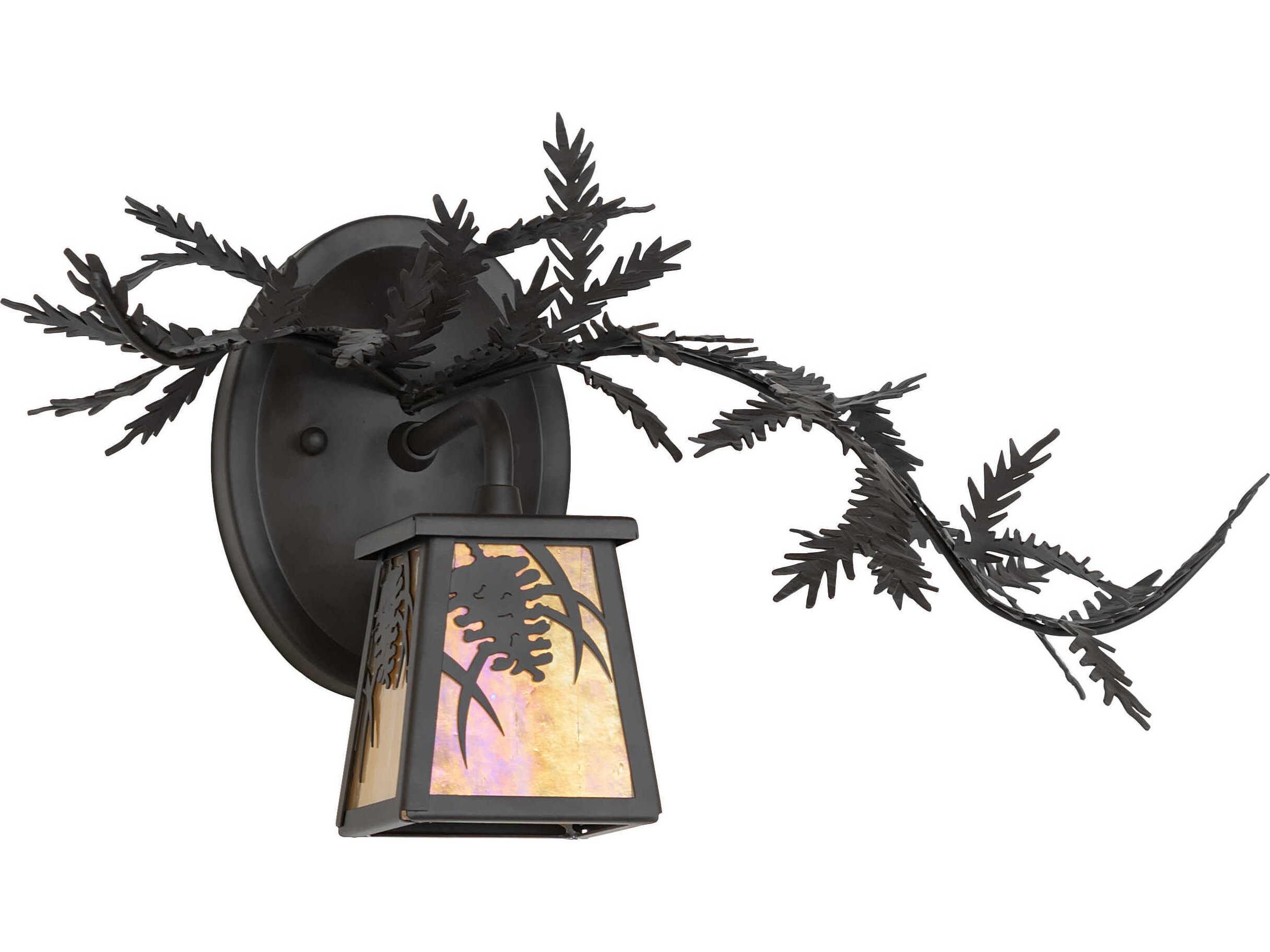 Meyda Pine Branch 1-Light Oil Rubbed Bronze Glass Wall Sconce