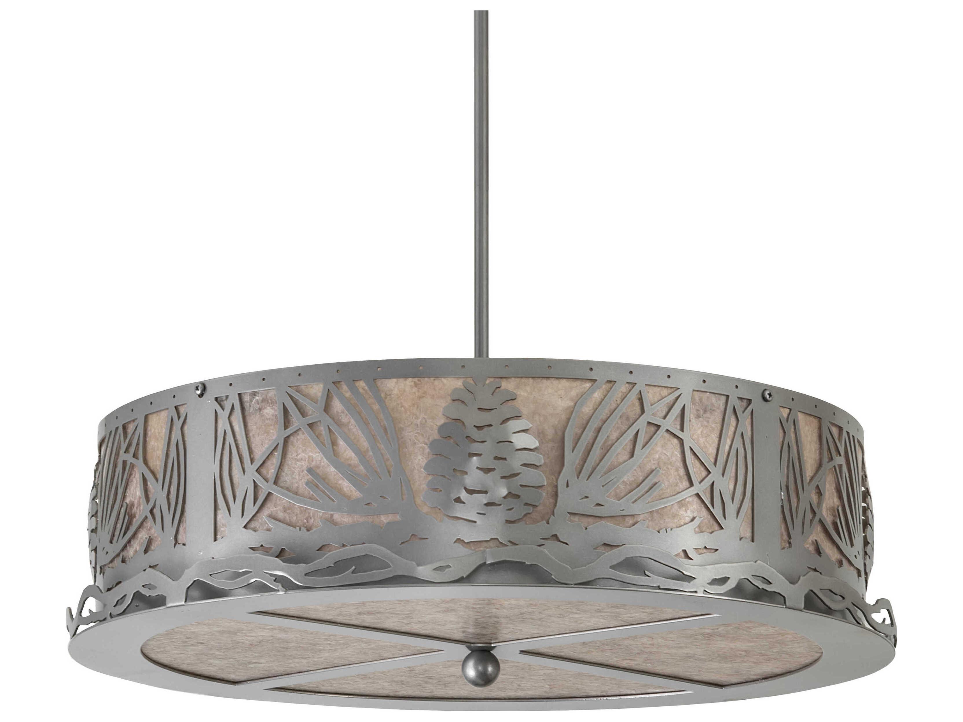 Meyda Mountain Pine 4-Light Nickel Drum Pendant