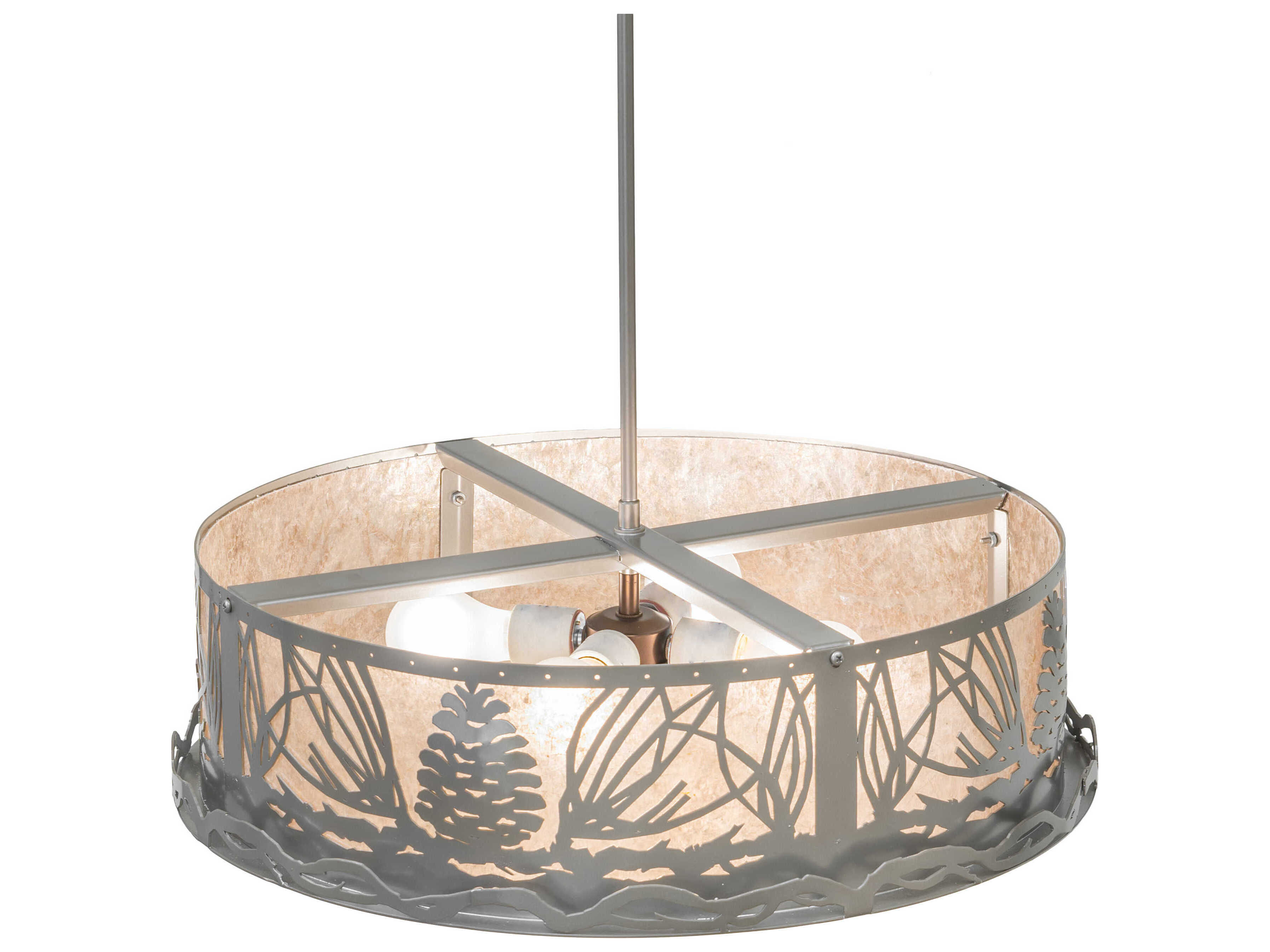 Meyda Mountain Pine 4-Light Nickel Drum Pendant