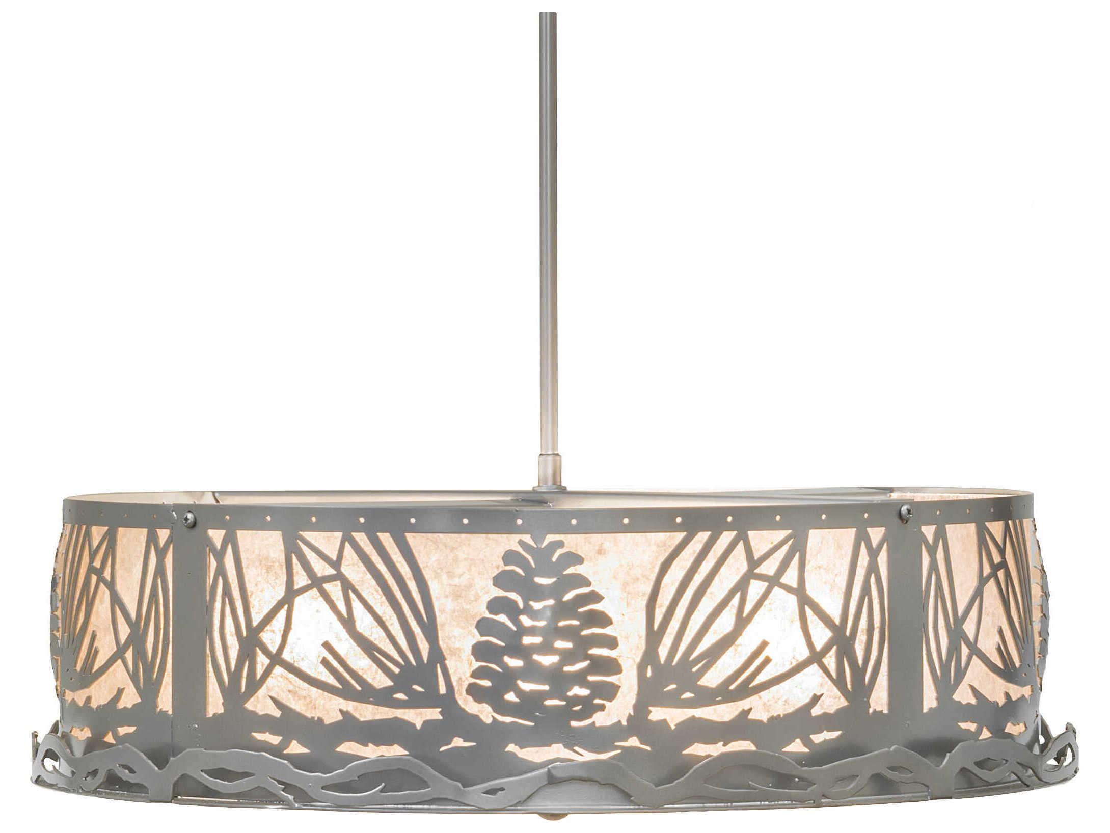 Meyda Mountain Pine 4-Light Nickel Drum Pendant