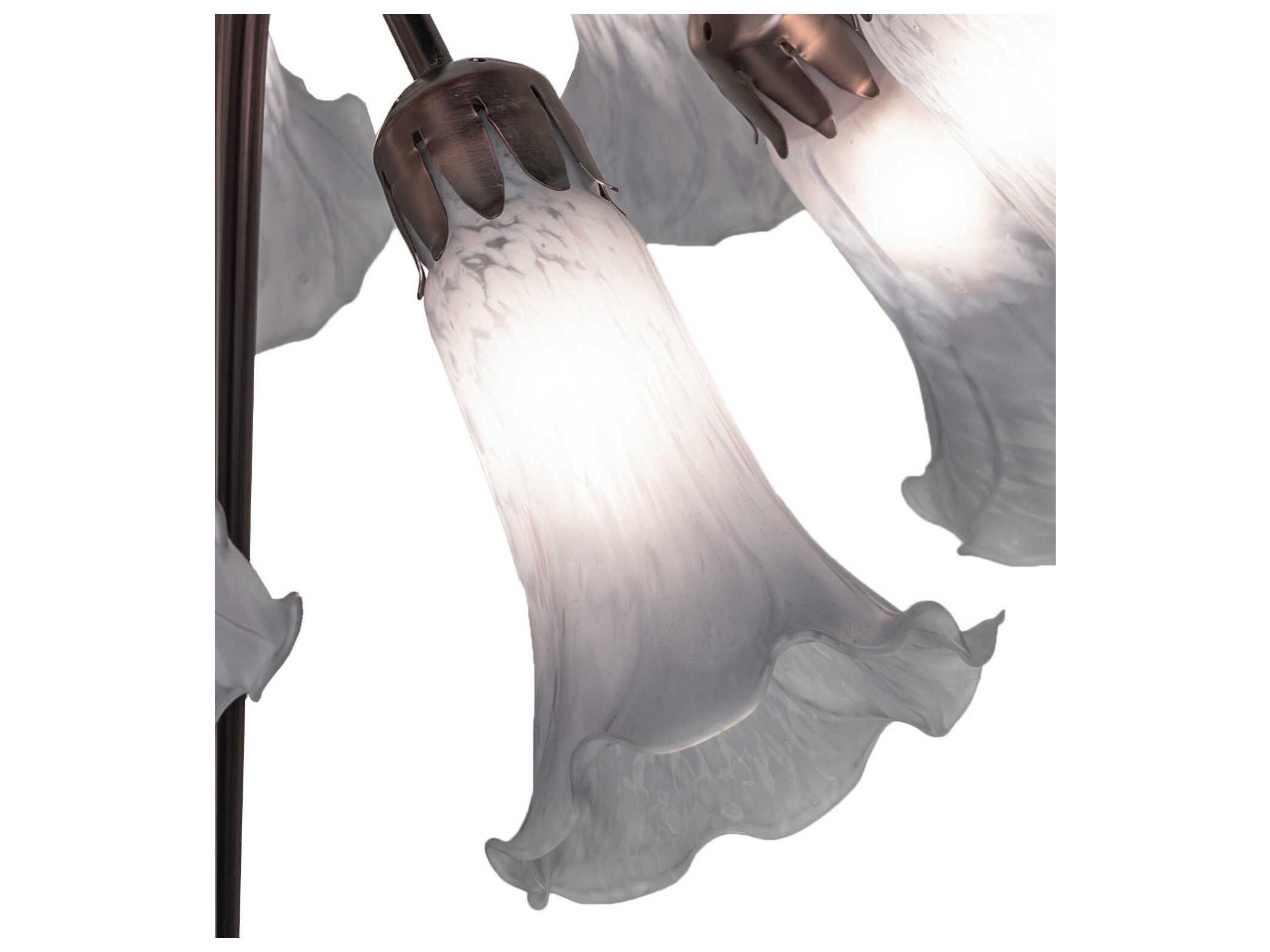 Meyda Pond Lily 10 - Light Mahogany Bronze Gray Glass Table Lamp with Shade