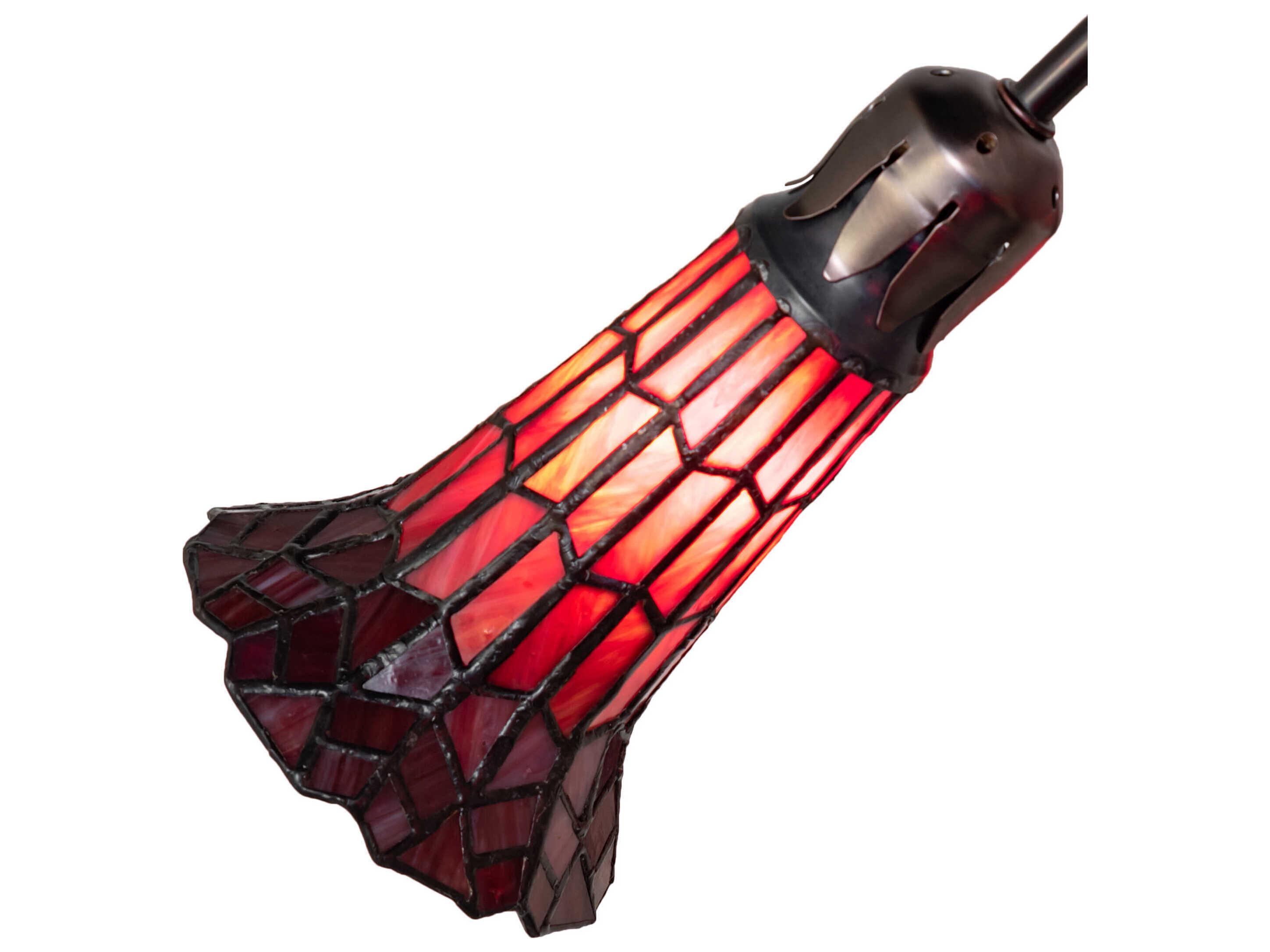 Meyda Stained Glass Pond Lily 10 - Light Mahogany Bronze Ruby Tiffany Table Lamp with Shade
