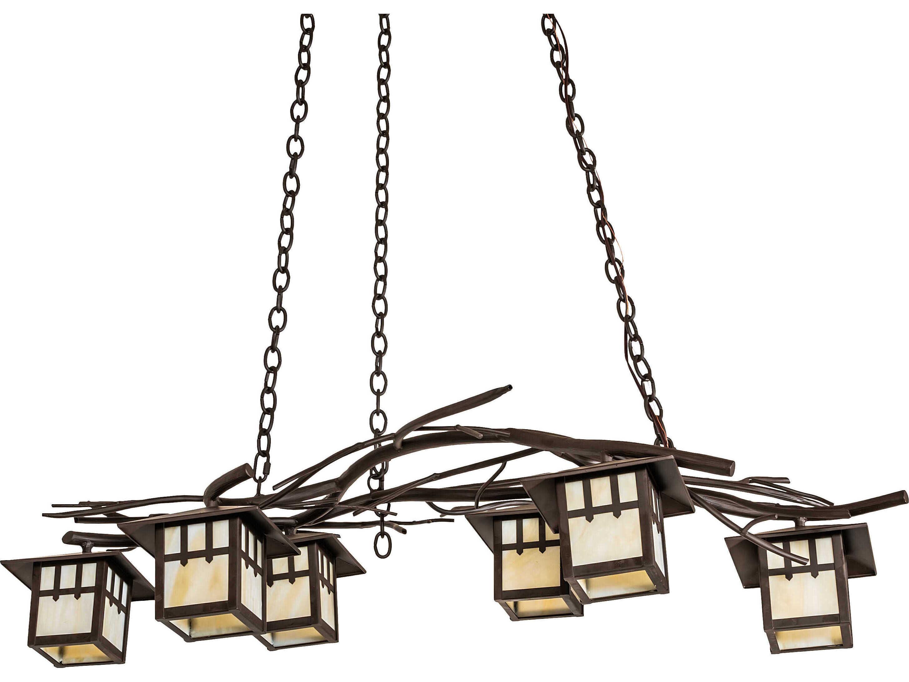 Meyda Winter Solstice 6-Light Oil Rubbed Bronze Glass Lantern Island Pendant