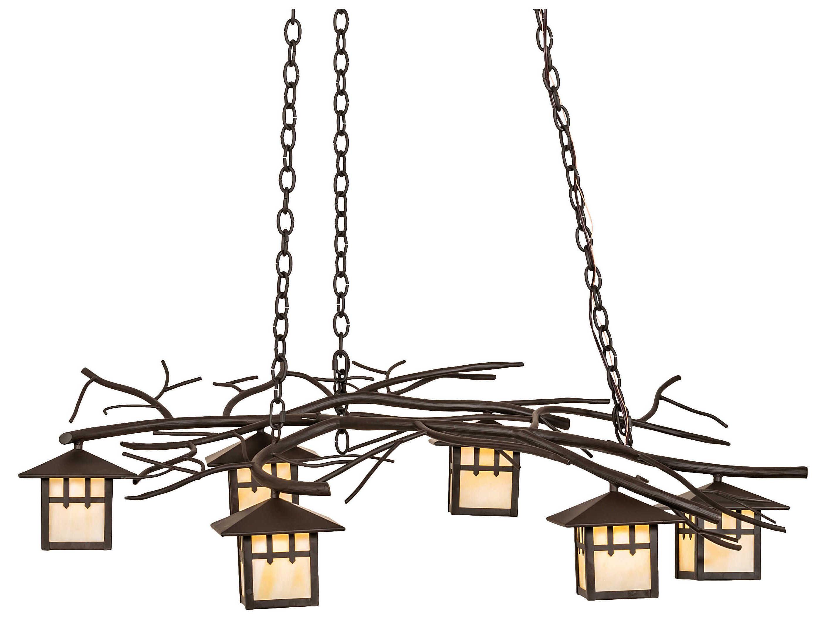 Meyda Winter Solstice 6-Light Oil Rubbed Bronze Glass Lantern Island Pendant