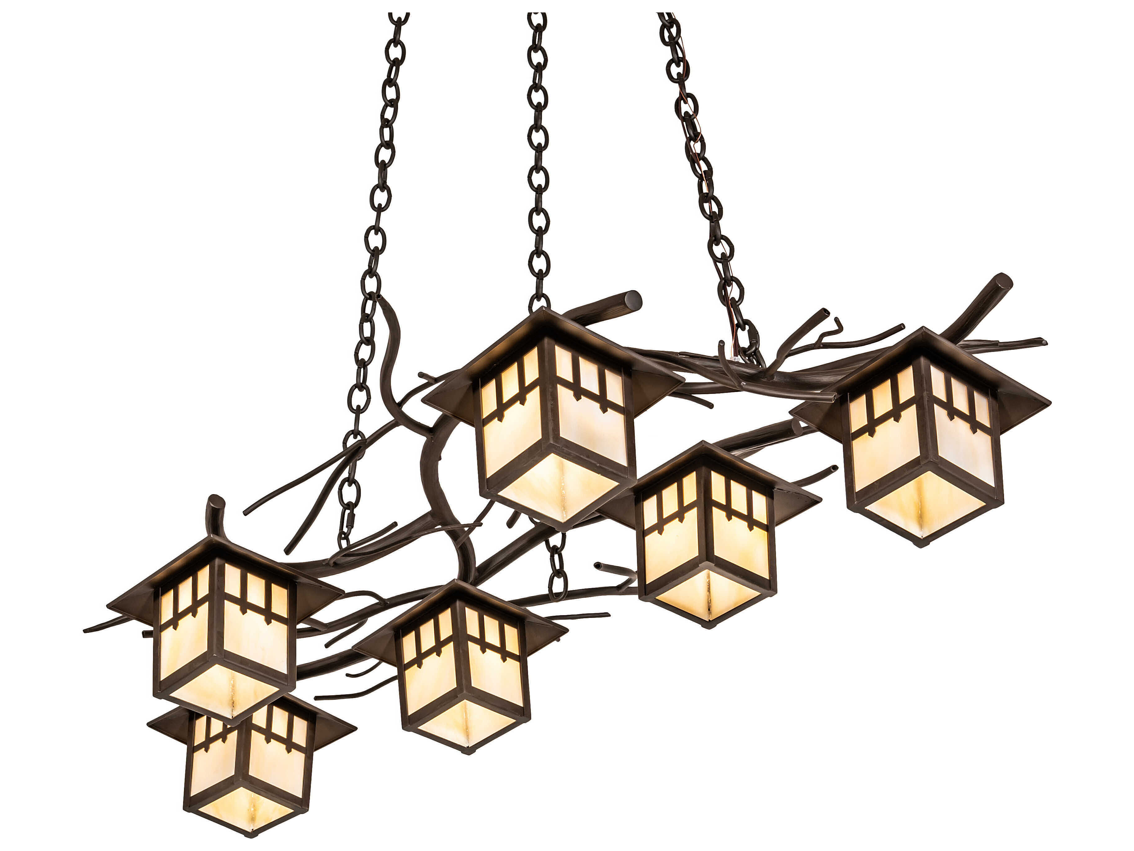 Meyda Winter Solstice 6-Light Oil Rubbed Bronze Glass Lantern Island Pendant