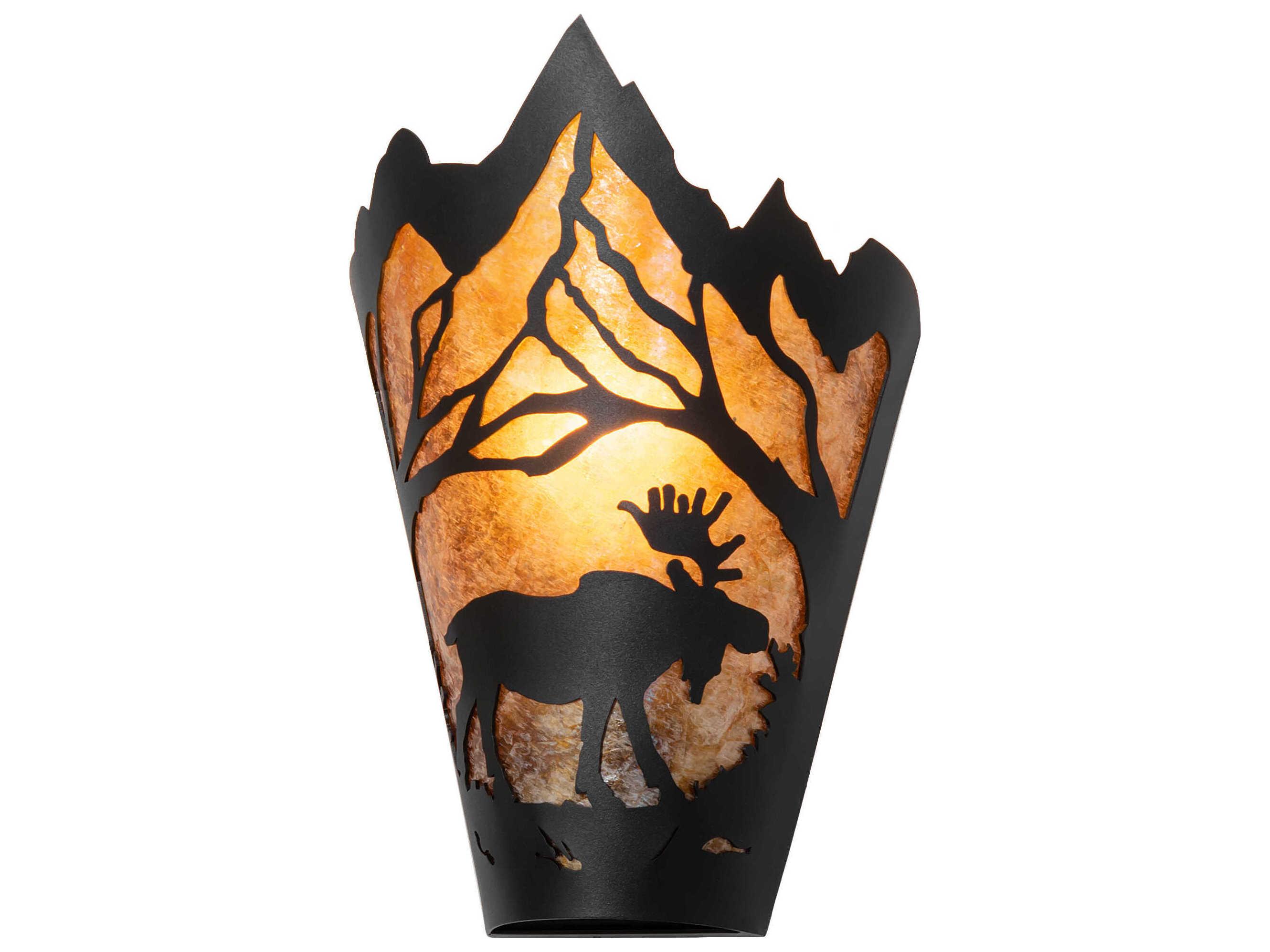 Meyda Moose At Dawn 1-Light Textured Black Glass Wall Sconce