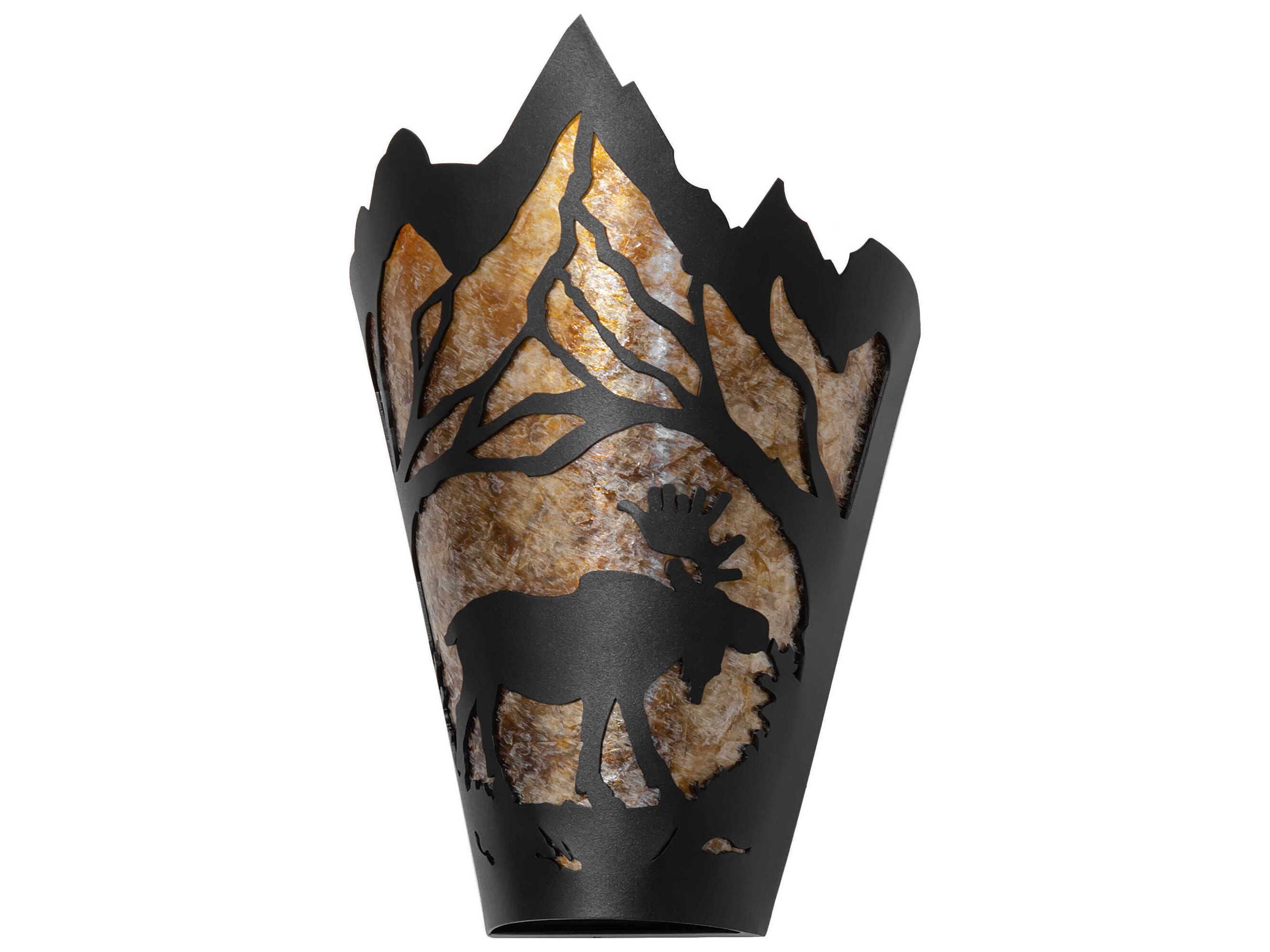Meyda Moose At Dawn 1-Light Textured Black Glass Wall Sconce