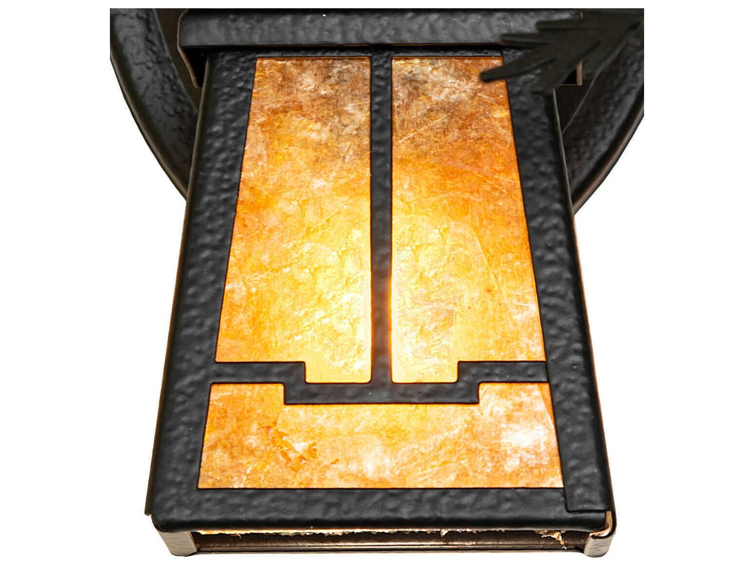 Meyda Pine Branch Valley View 1-Light Black Satin Wrought Iron Glass Wall Sconce