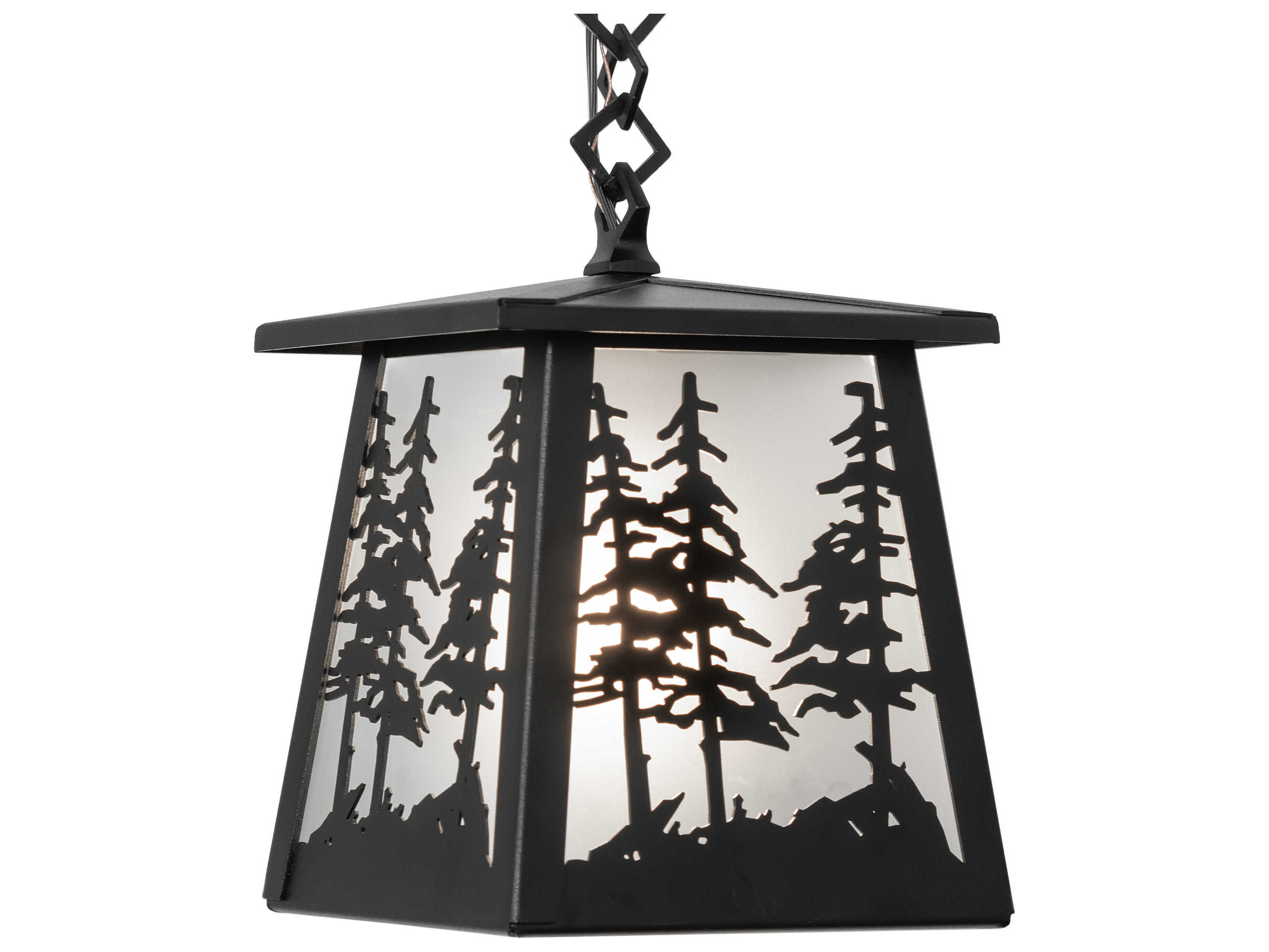 Meyda Stillwater Tall Pines 1-Light Textured Black Lantern Mini Pendant