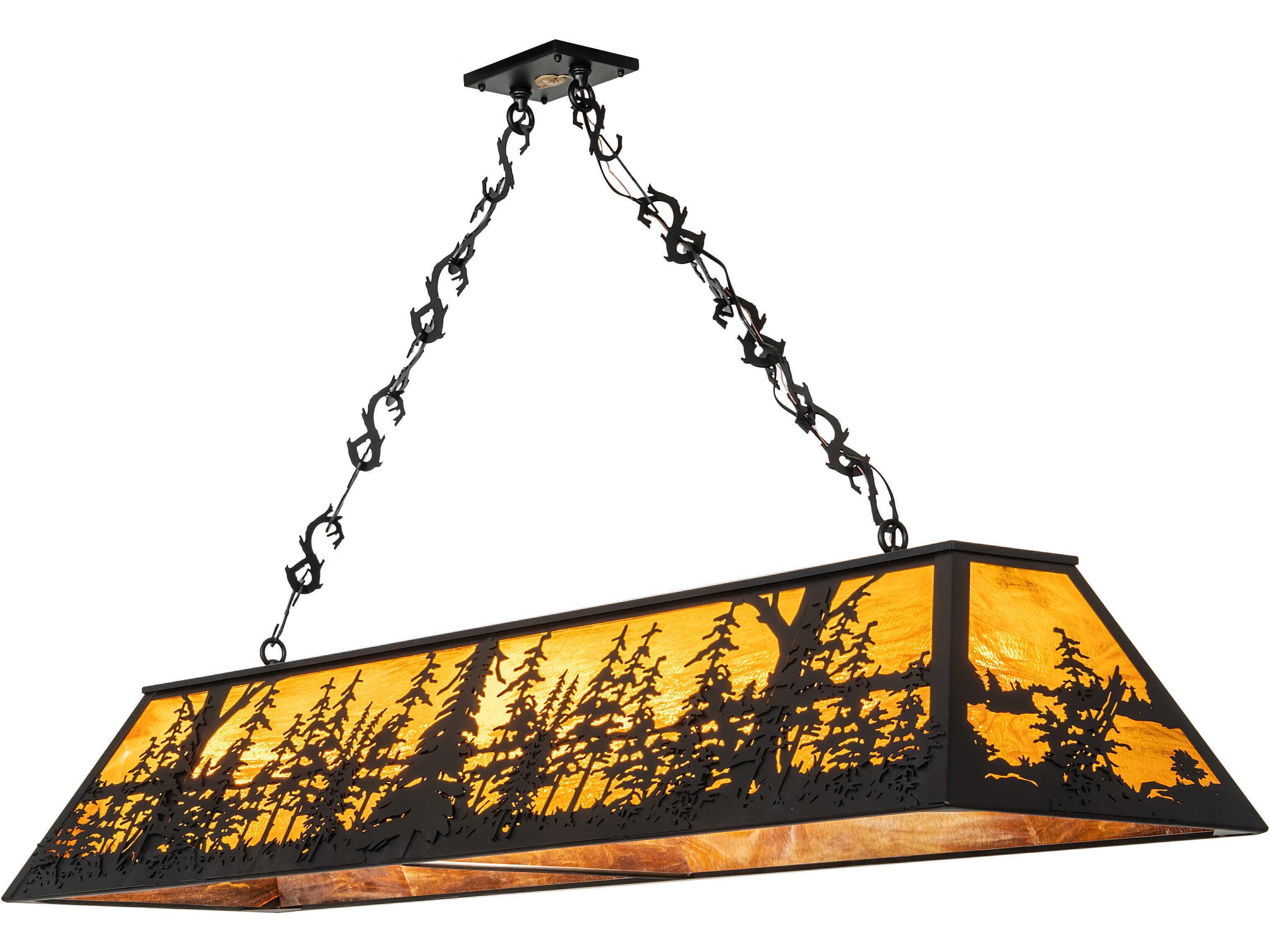 Meyda Tall Pines 11-Light Textured Black Glass Island Pendant