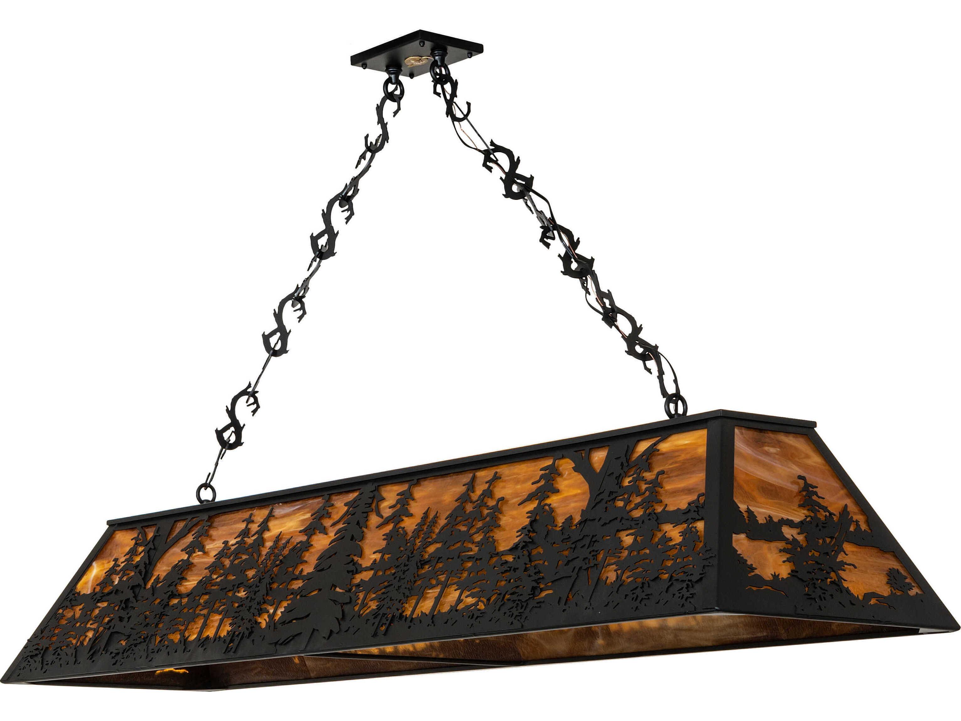 Meyda Tall Pines 11-Light Textured Black Glass Island Pendant